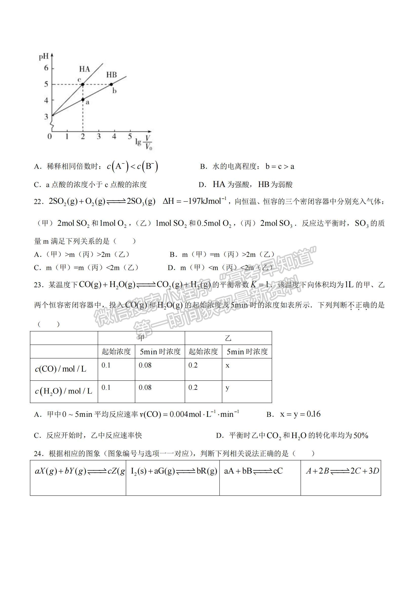 2022甘肅省蘭州第一中學(xué)高二上學(xué)期期中考試化學(xué)（理）試題及參考答案