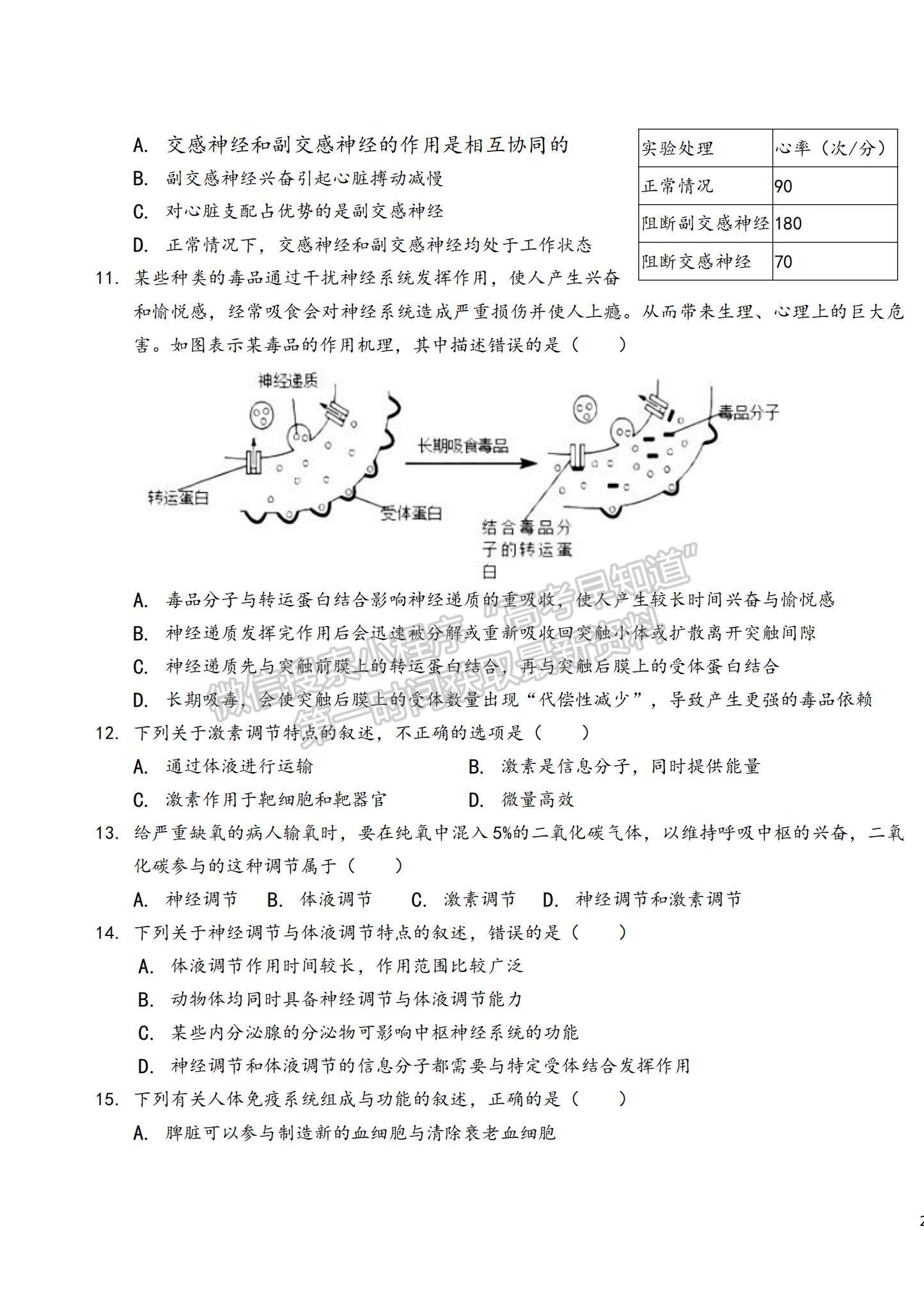 2022吉林省四平市博達高級中學(xué)高二上學(xué)期第二次月考生物試題及參考答案