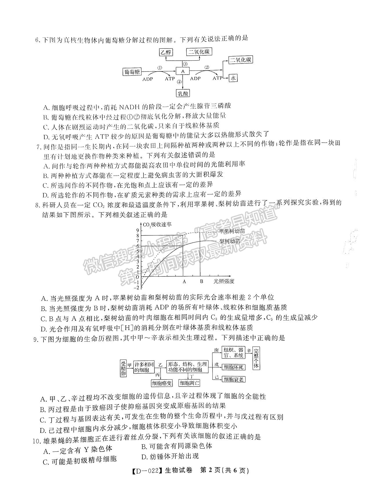 2022安徽皖江名校聯(lián)盟高三12月聯(lián)考生物試卷及答案