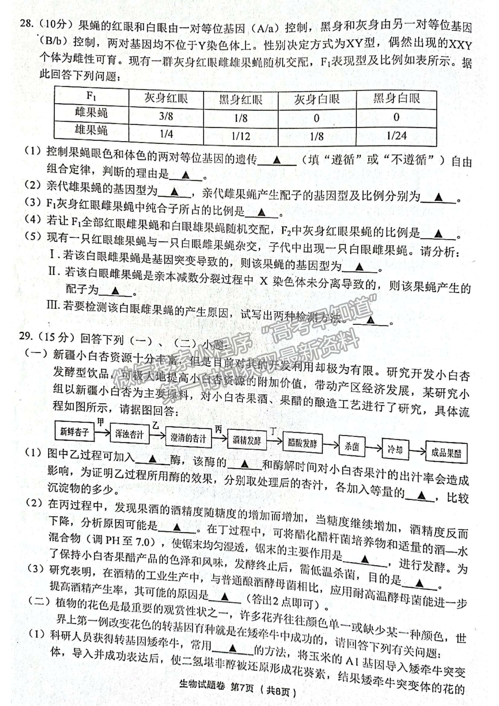 2022浙江金麗衢十二校高三第一次聯(lián)考生物試題及參考答案