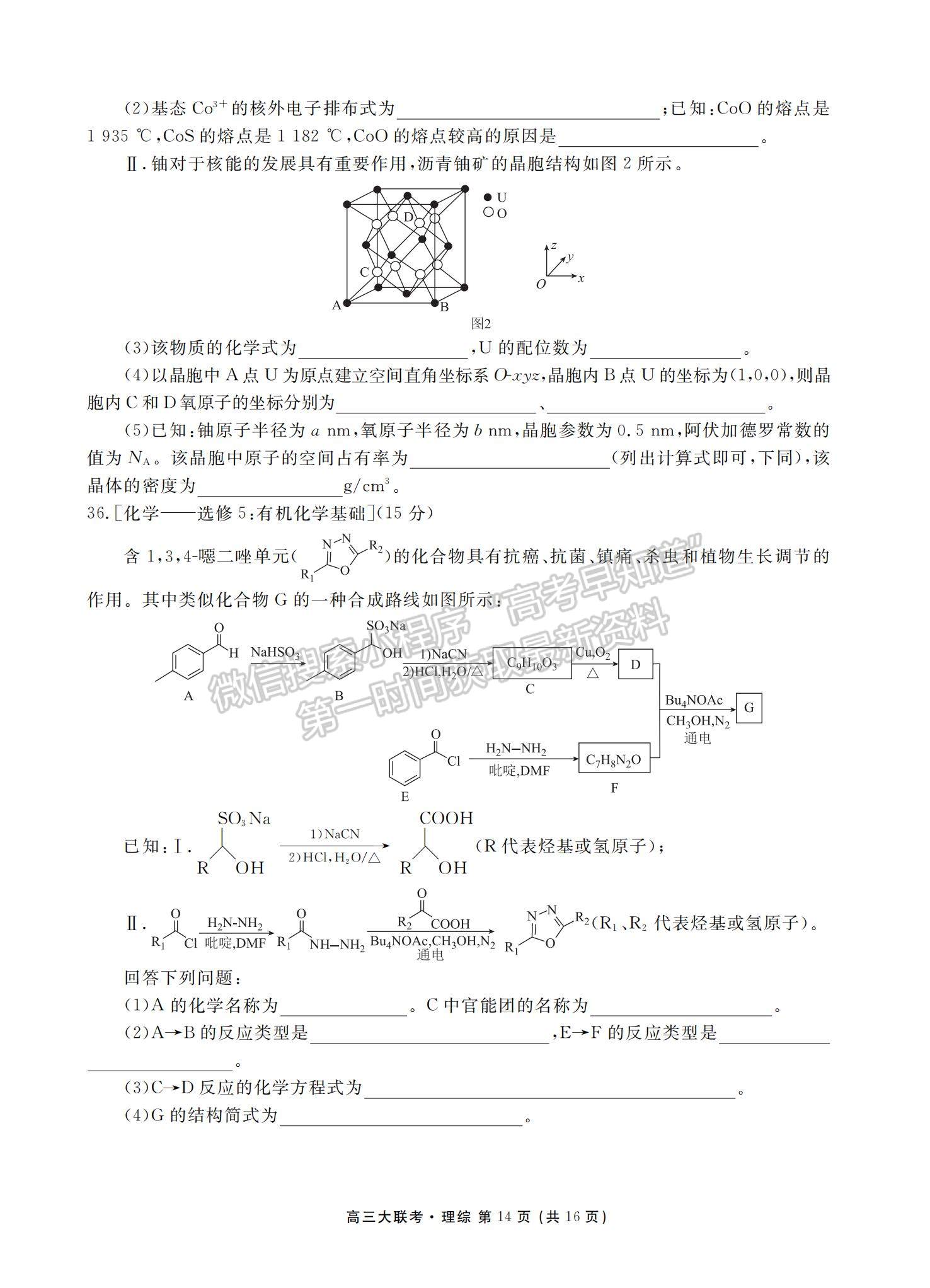 2022西南四省高三12月聯(lián)考理綜試題及參考答案