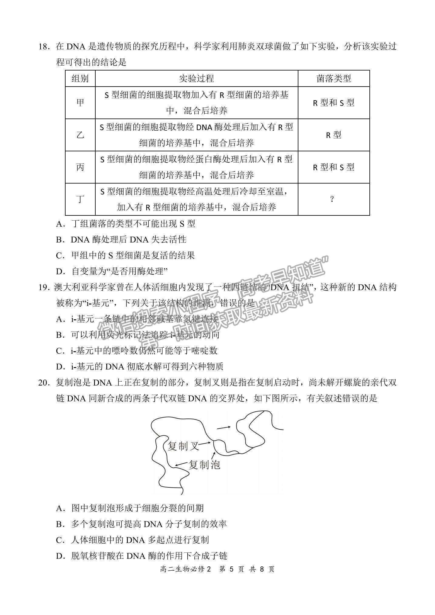 2022全國百強?！邦I軍考試”高二11月聯(lián)考生物（必修2）試題及參考答案