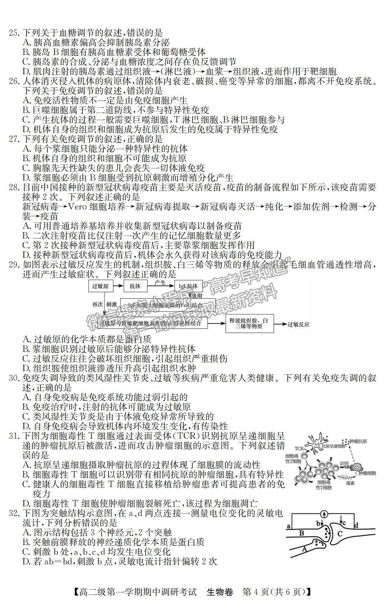 2022廣東省清遠市高二11月聯(lián)考生物試題及參考答案