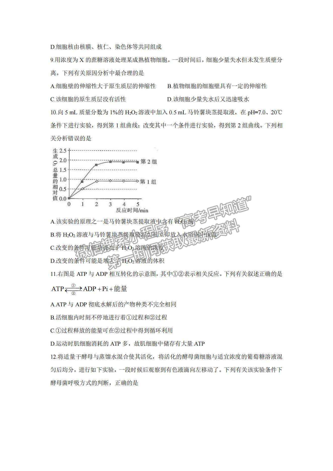 2022湖北省京山市、安陸市等百校聯(lián)考高三10月月考生物試題及參考答案