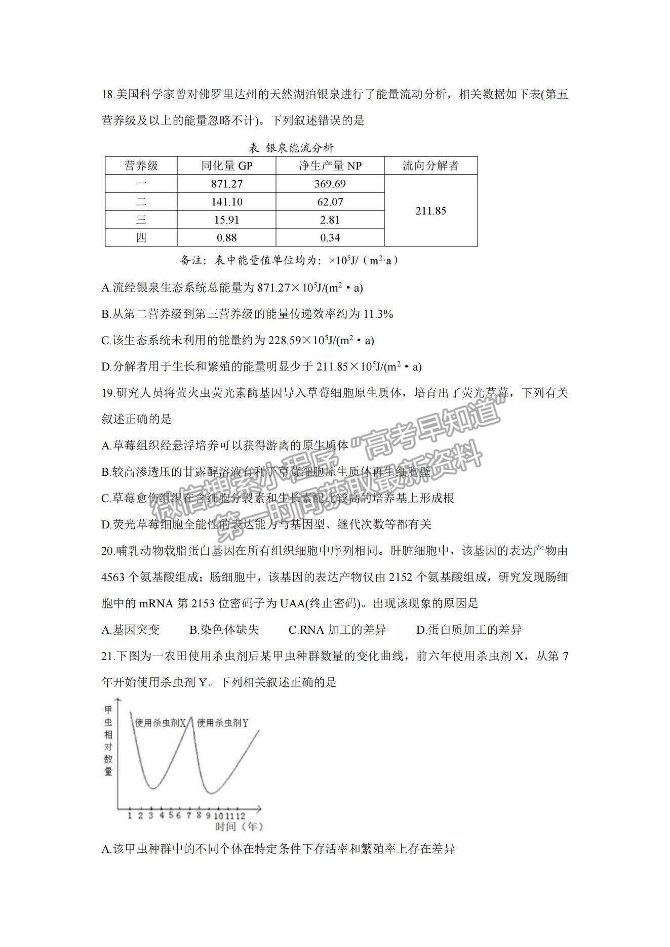 2022浙江紹興高三11月選考科目診斷性考試生物試題及參考答案