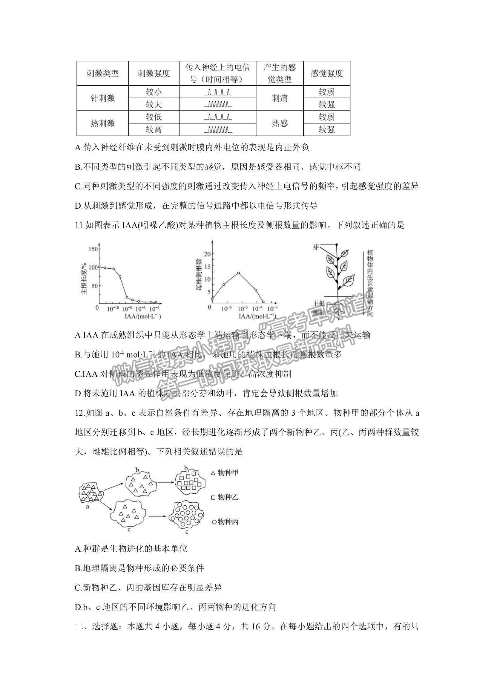 2022湖南省湖湘教育三新探索協(xié)作體高三期中聯(lián)考生物試題及參考答案