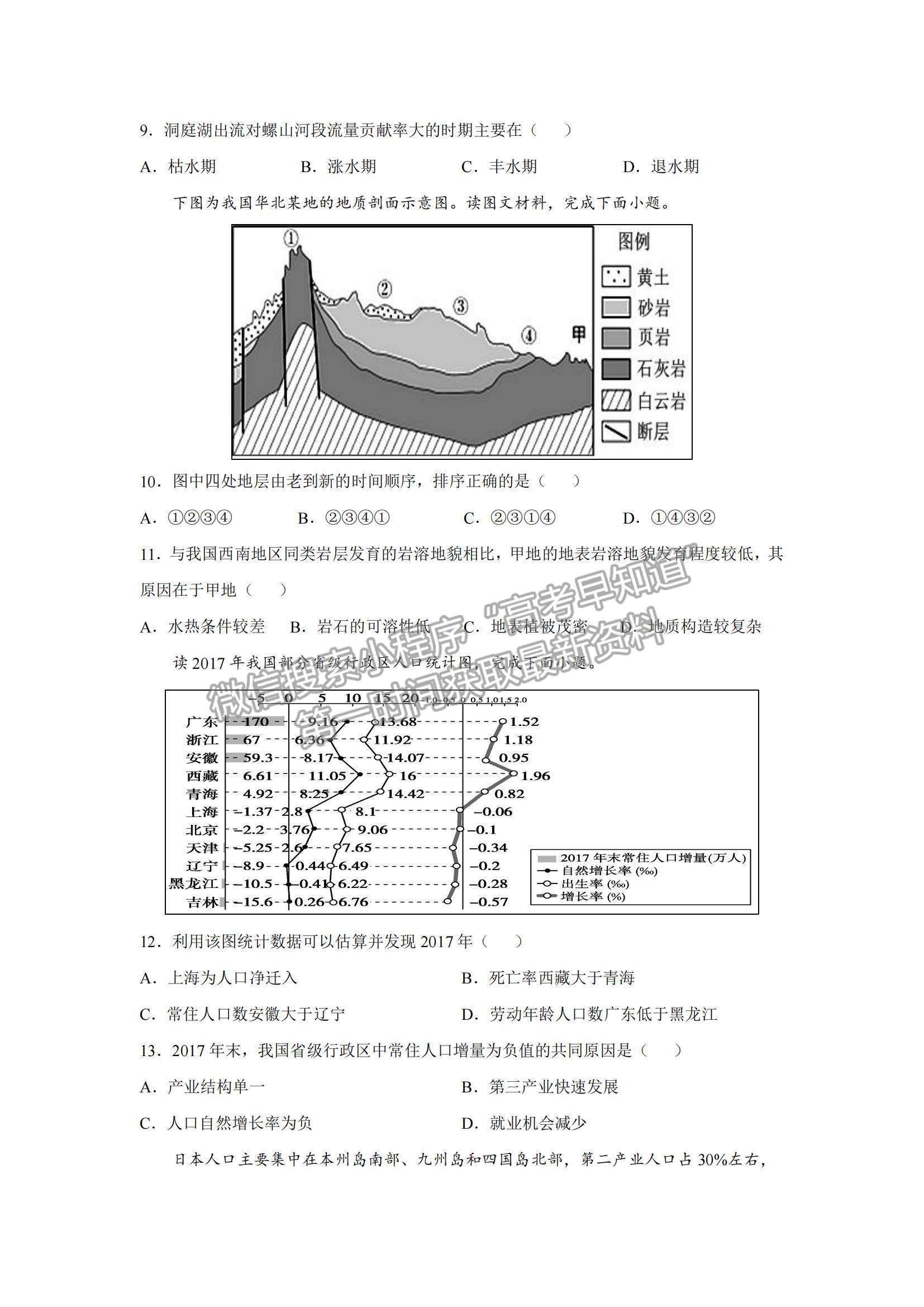 2022吉林省頂級名校高三上學期期中考試地理試題及參考答案