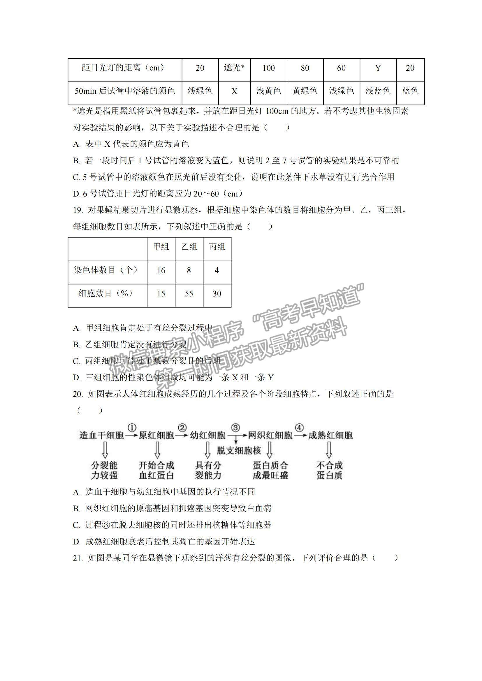 2022安徽省六安一中、阜陽一中、合肥八中等校高三10月聯(lián)考生物試題及參考答案