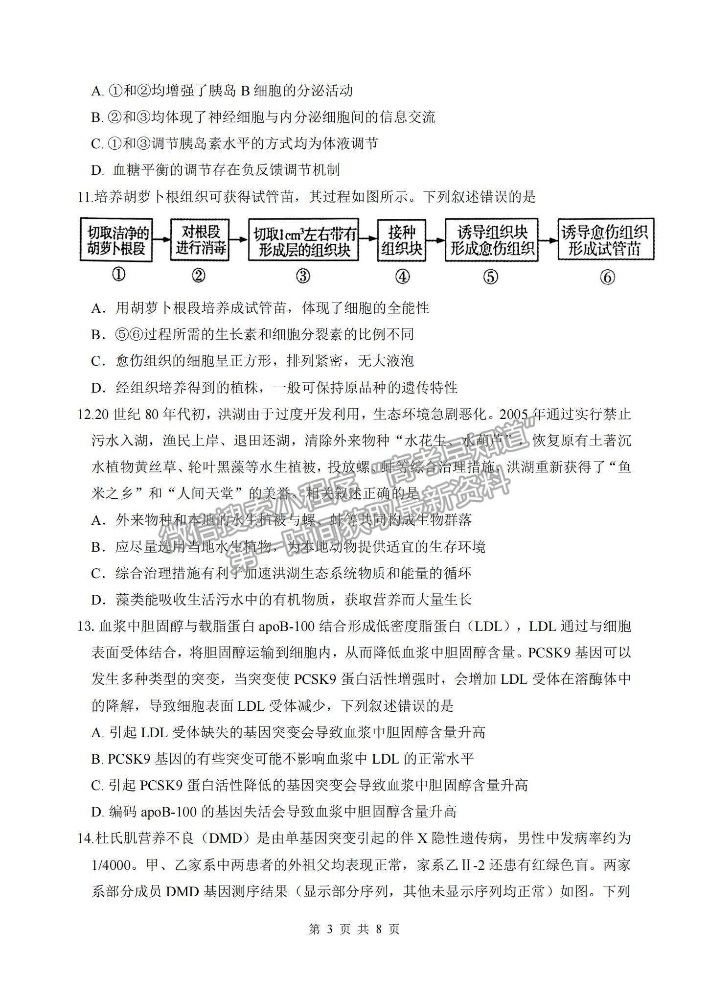 2022福建廈門(mén)一中高三12月考生物試題及參考答案