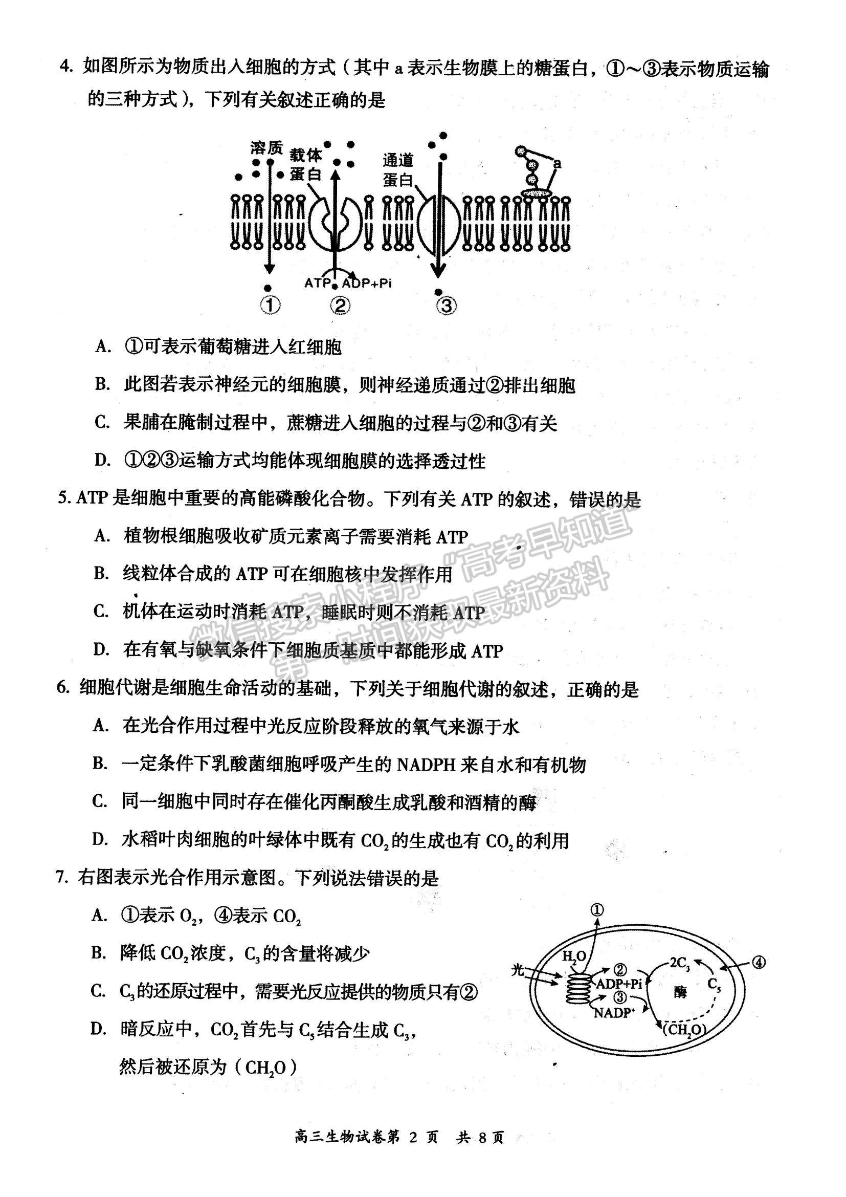 2022山西省大同市高三上學(xué)期學(xué)情調(diào)研測(cè)試生物試題及參考答案