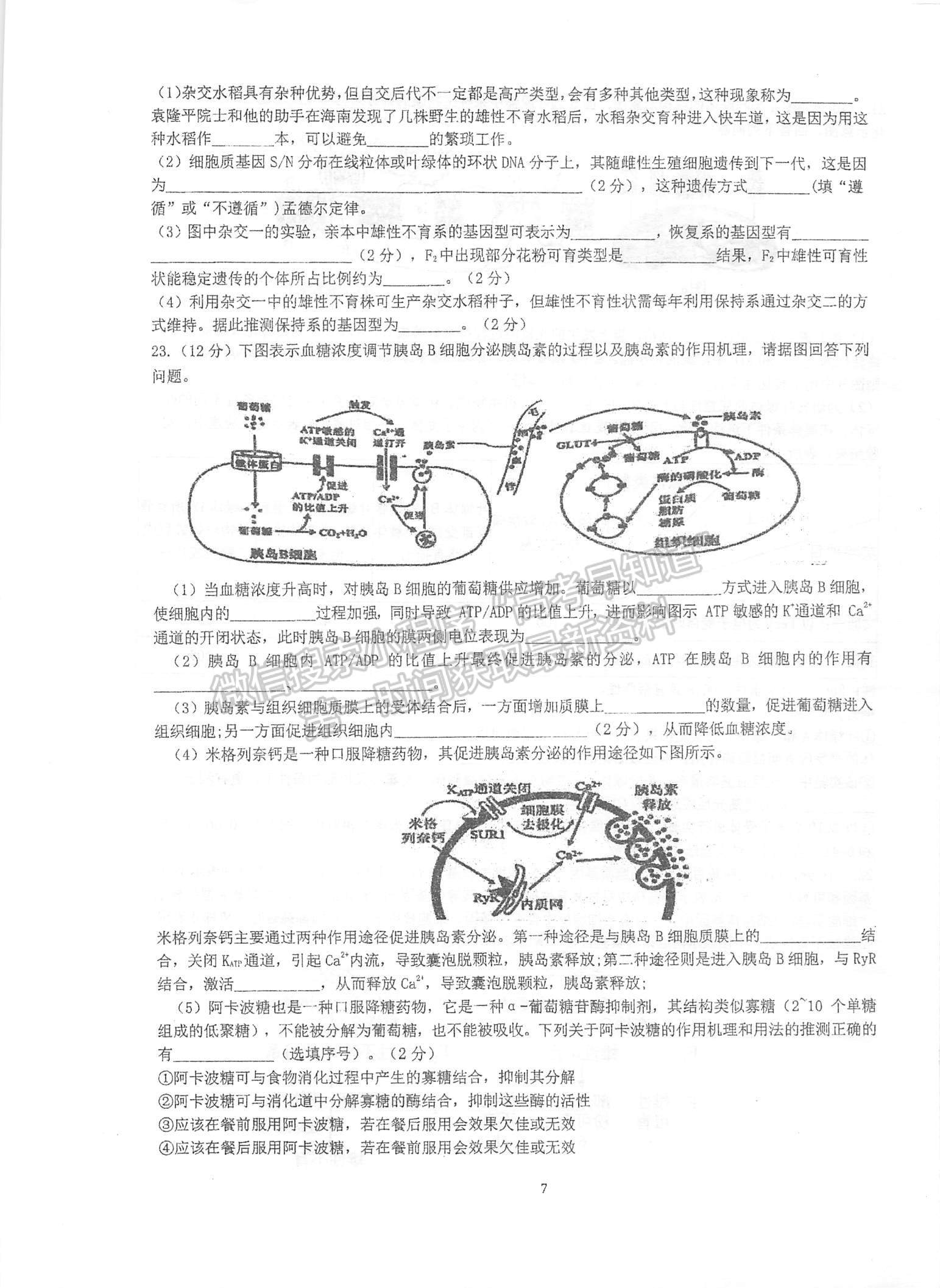 2022江蘇泰州中學(xué)高三12月月度質(zhì)量檢測(cè)生物試題及參考答案