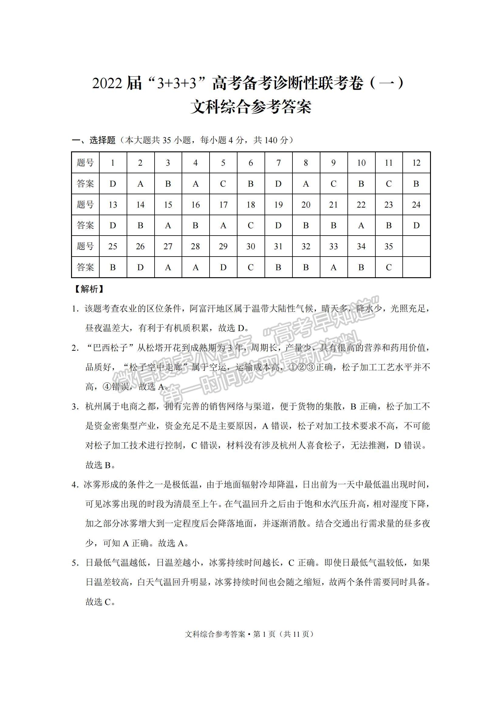 2022“3+3+3”西南名校聯(lián)盟高三12月聯(lián)考文綜試題及參考答案