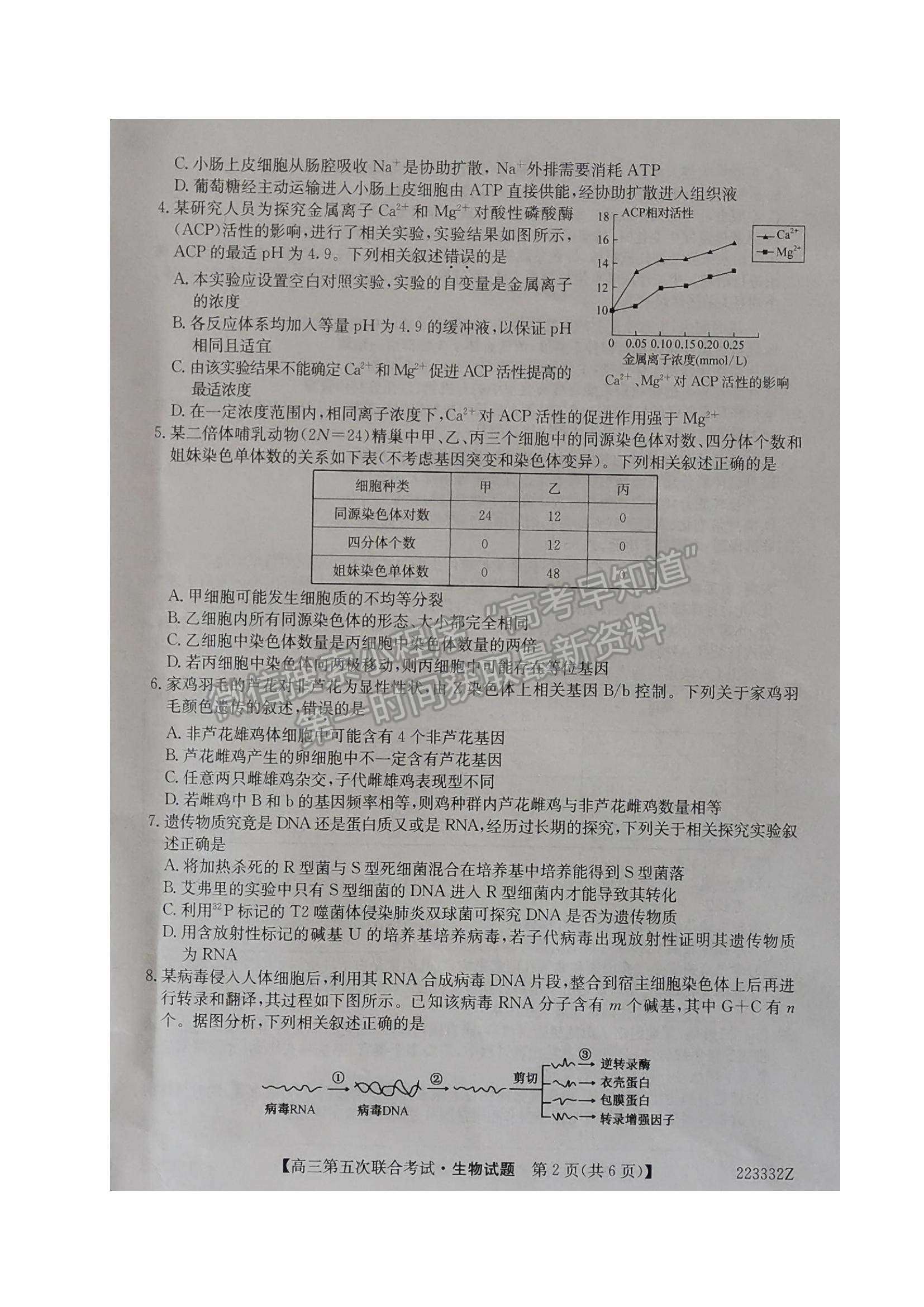 2022遼寧名校高三第五次聯(lián)合考試生物試題及參考答案