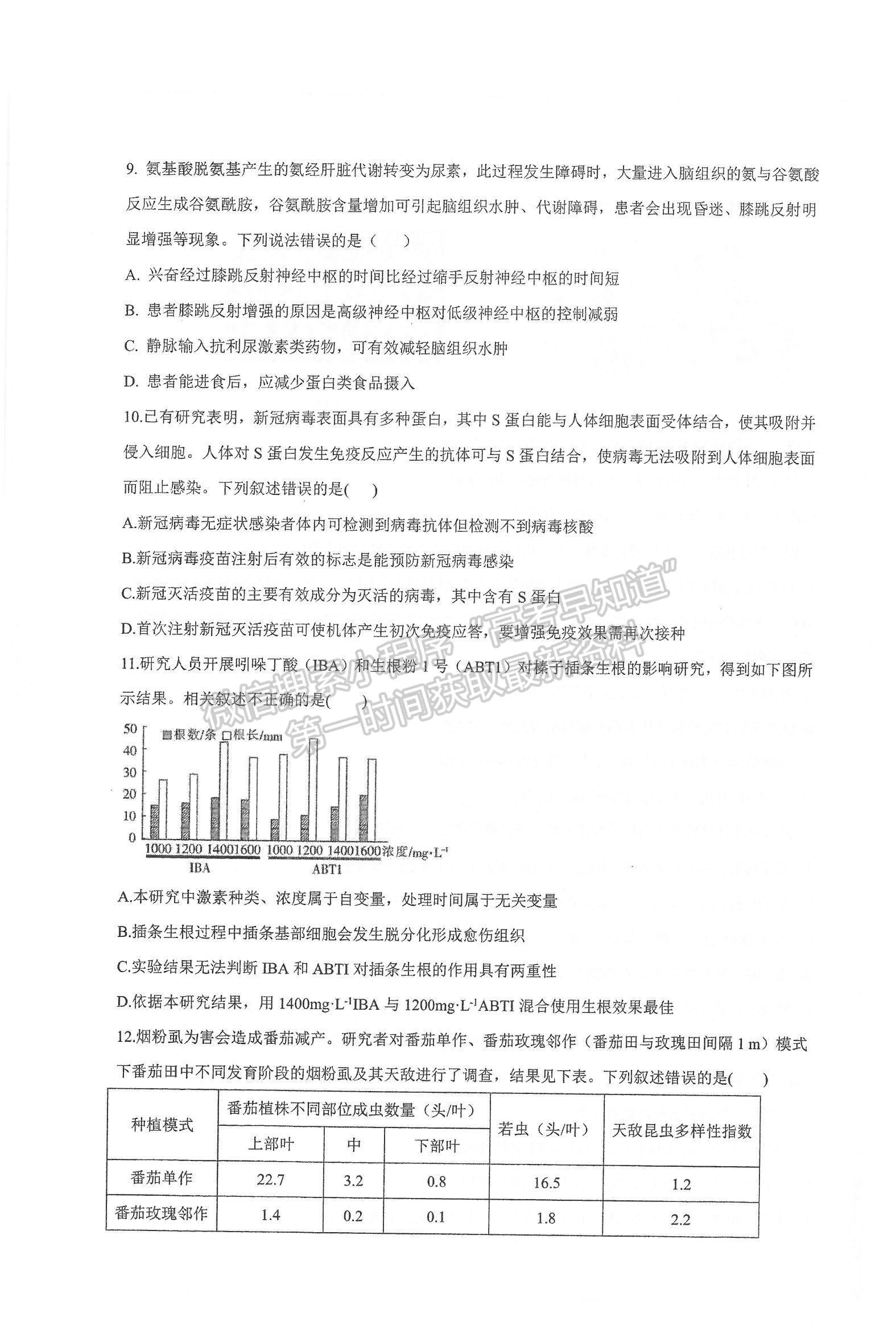 2022江蘇蘇州八校聯(lián)盟高三第二次適應(yīng)性檢測(cè)生物試題及參考答案