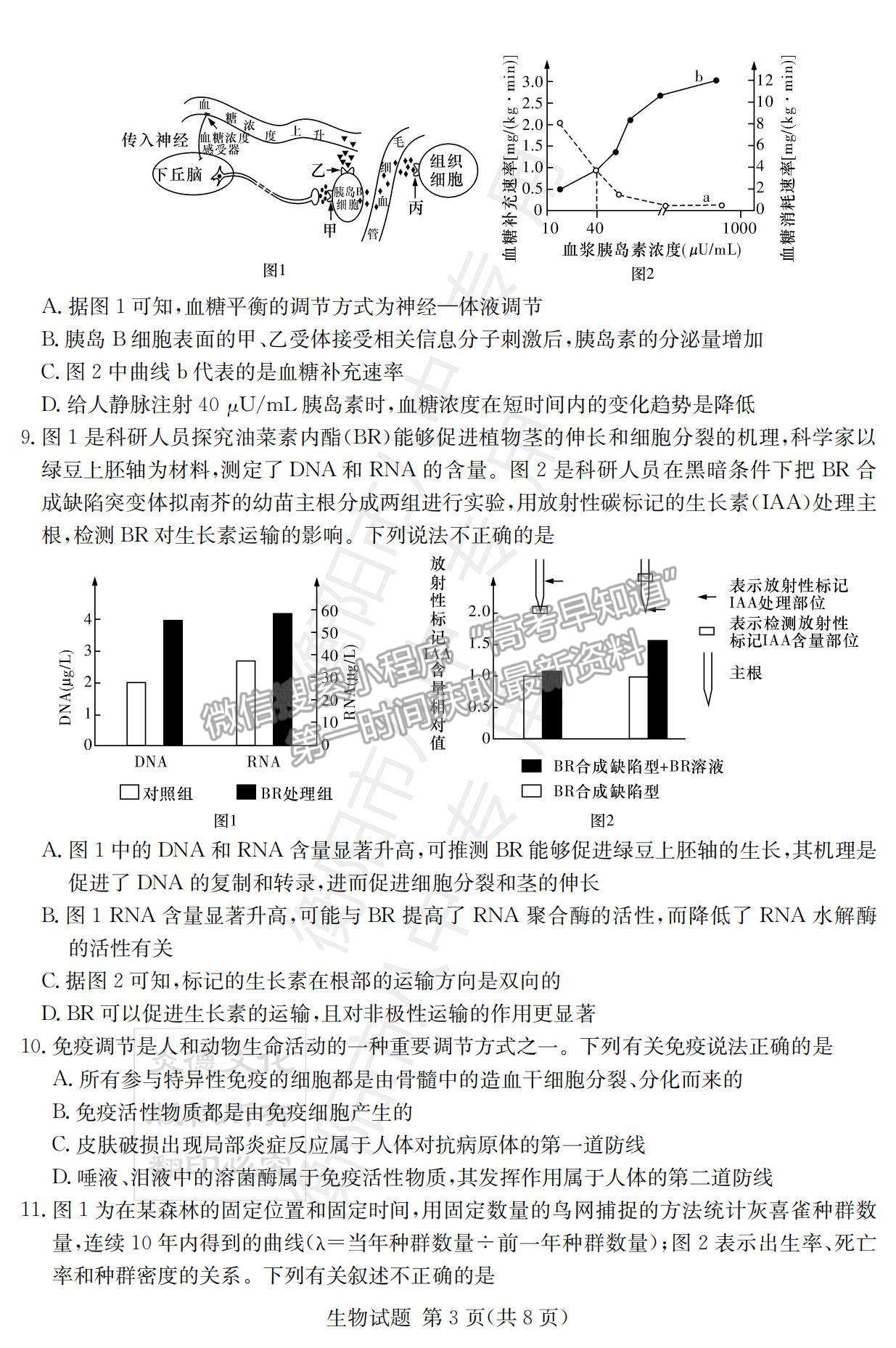 2022湖南衡陽八中高三12月聯(lián)考生物試題及參考答案