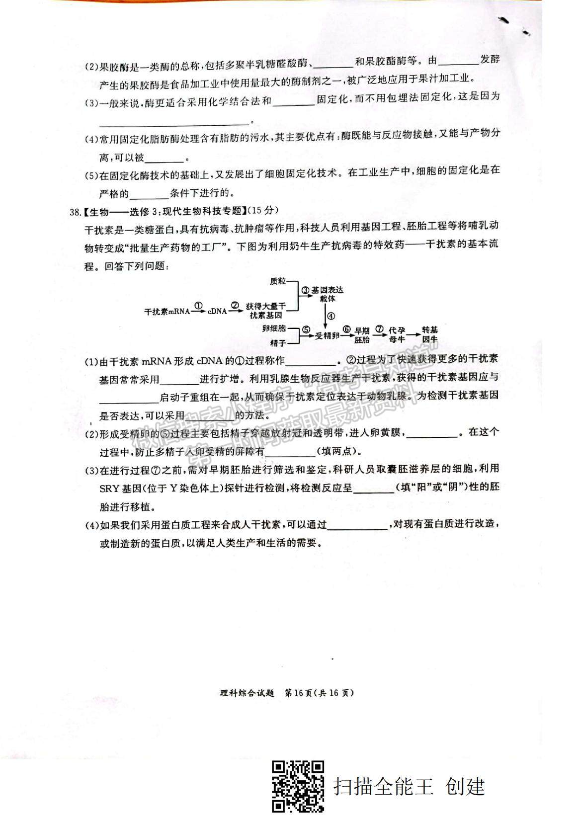 2022廣西省玉林、貴港市高三12月模擬考試理綜試題及參考答案