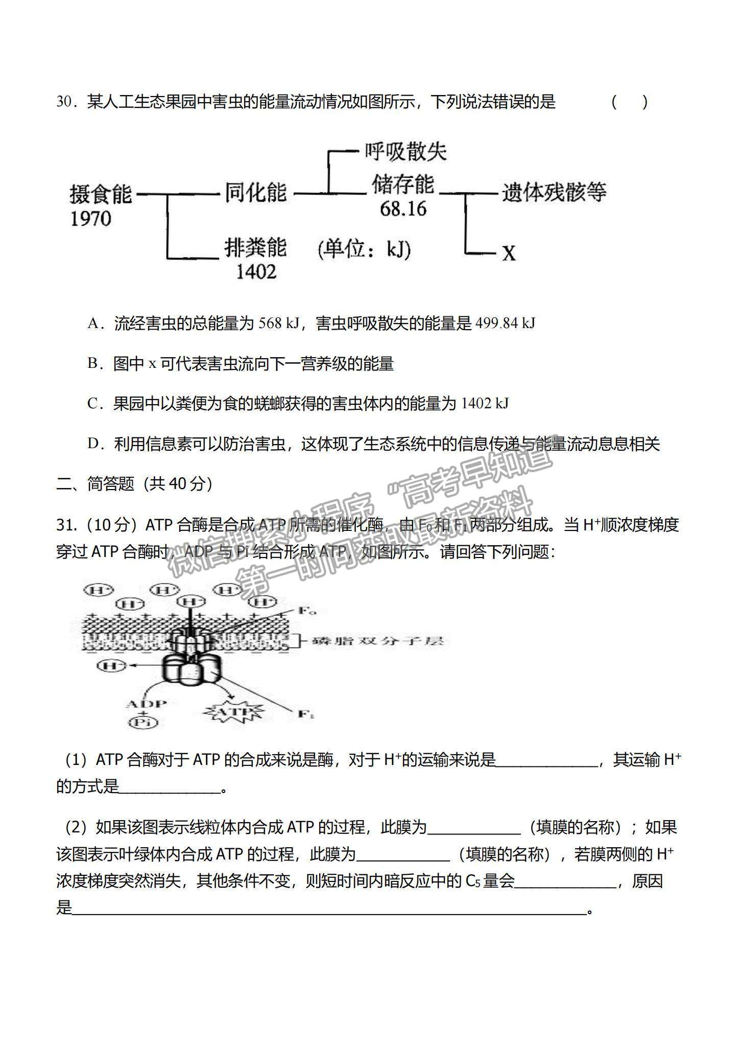 2022河南重點(diǎn)高中高三階段性調(diào)研聯(lián)考（二）生物試題及參考答案