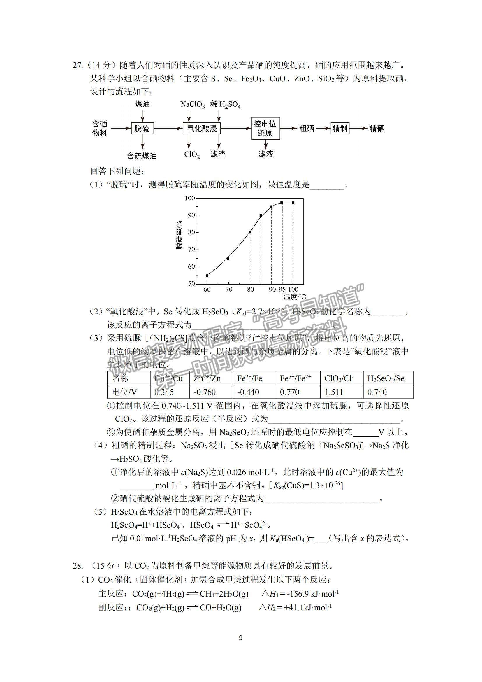 2022陜西西工大附中高三第四次適應性訓練理綜試題及參考答案