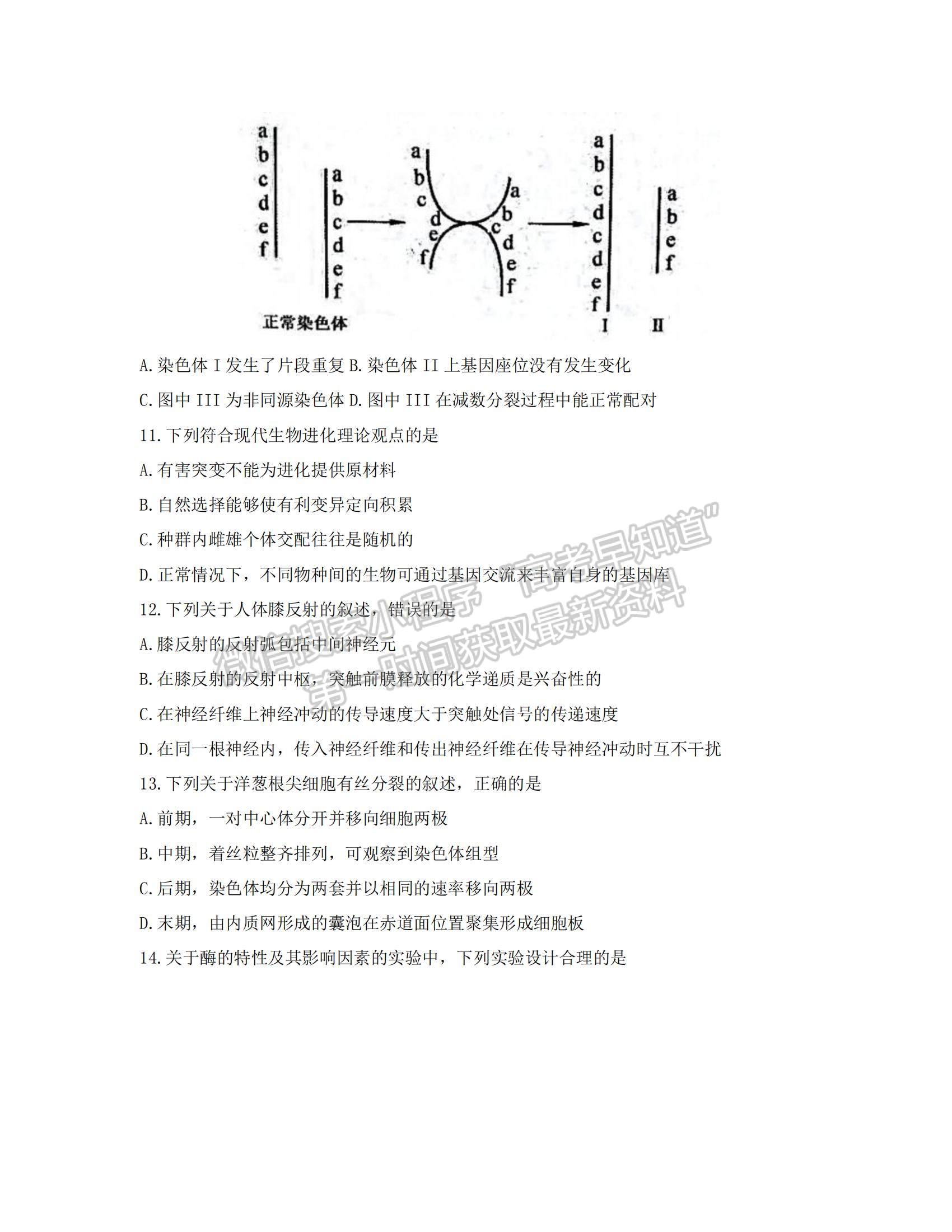 2022浙江稽陽聯(lián)誼學(xué)校高三11月聯(lián)考生物試題及參考答案