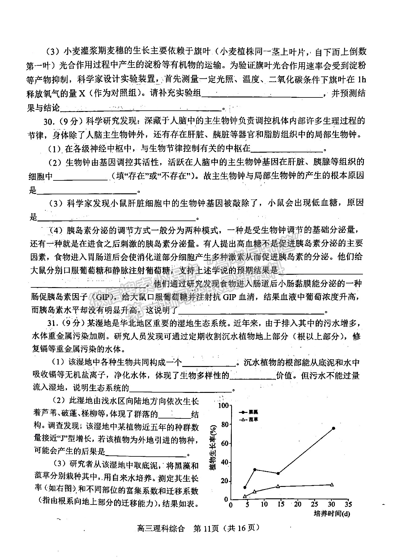 2022南陽高三期末考試?yán)砭C試題及參考答案