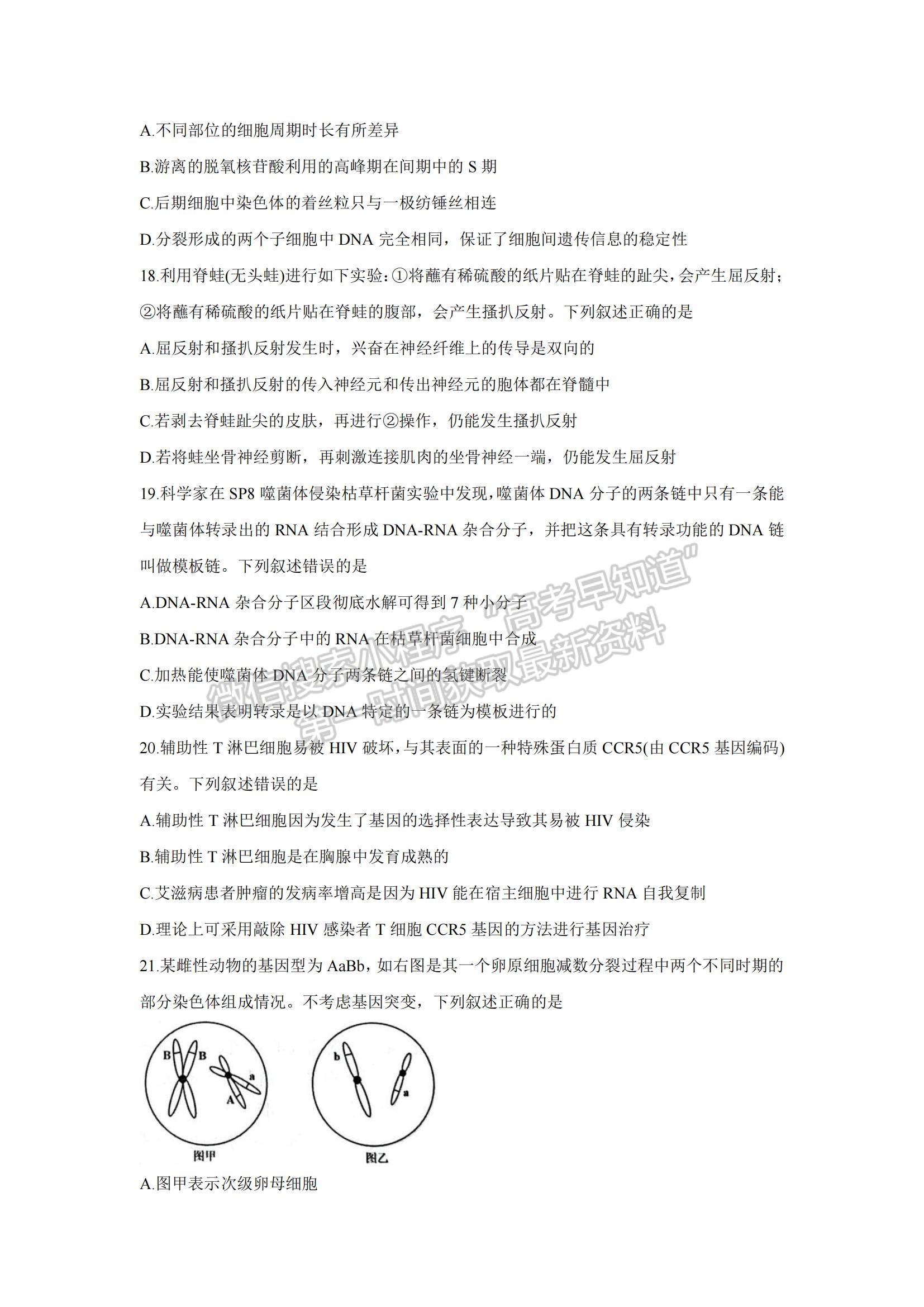 2022浙江省湖州、衢州、麗水三地市高三上學(xué)期11月教學(xué)質(zhì)量檢測生物試題及參考答案