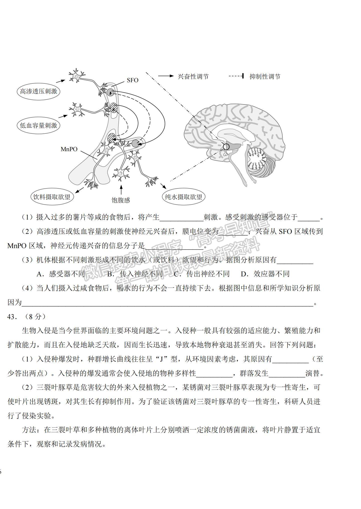 2022吉林省長春市東北師大附中高三第三次摸底考試生物試題及參考答案