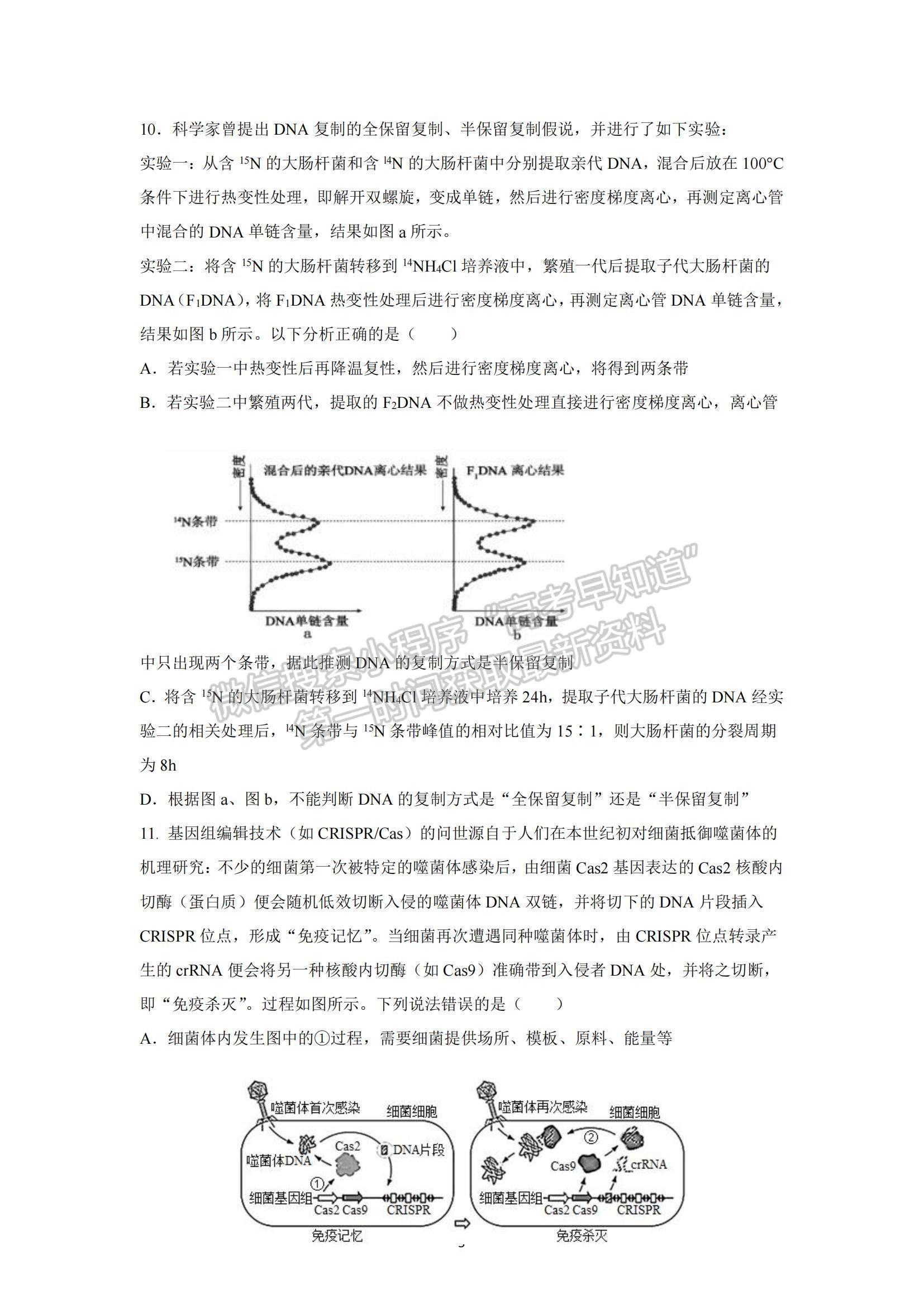 2022山東省青島五十八中高三上學期期中考試生物試題及參考答案