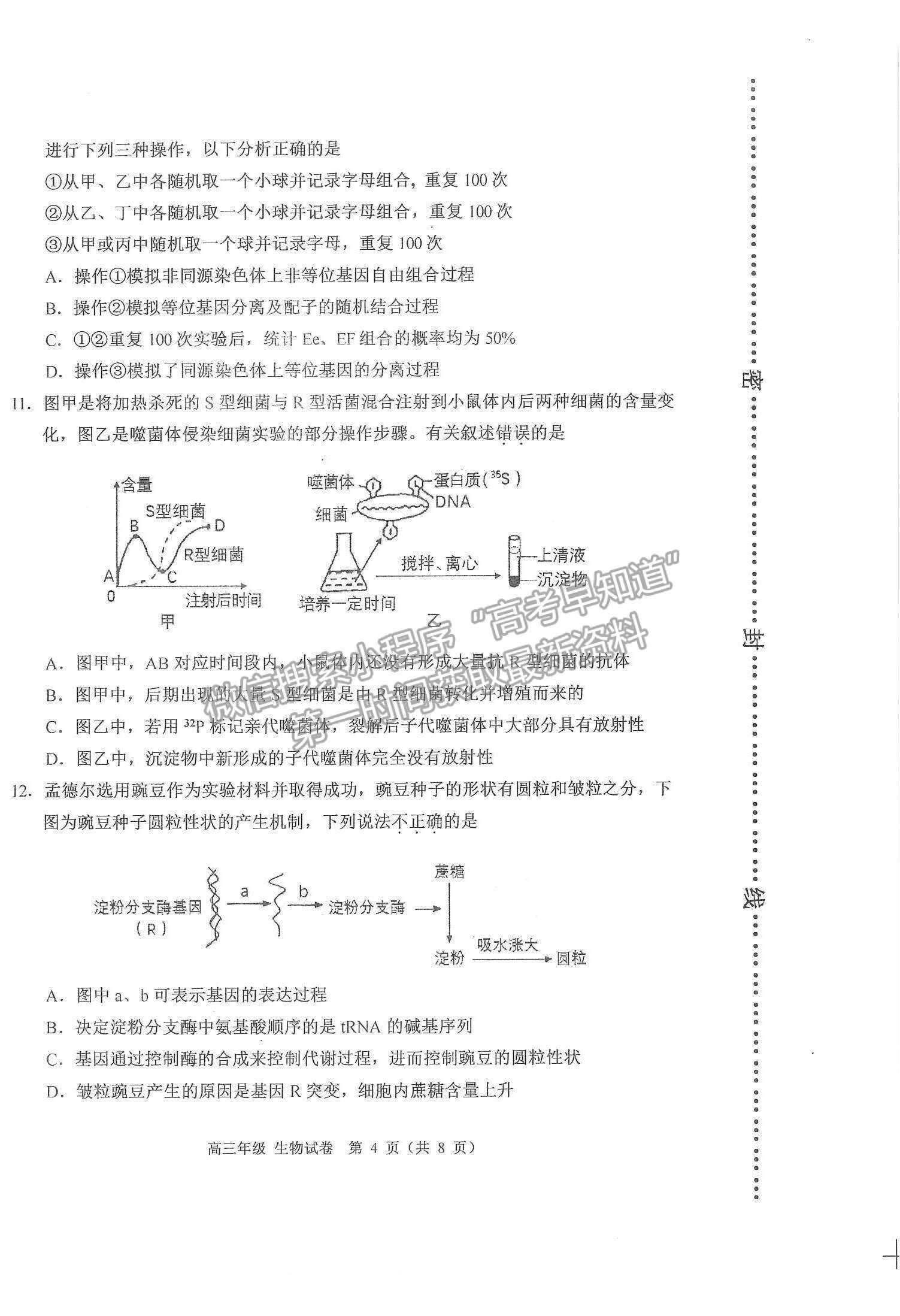 2022天津河西區(qū)高三上學期期中卷生物試題及參考答案