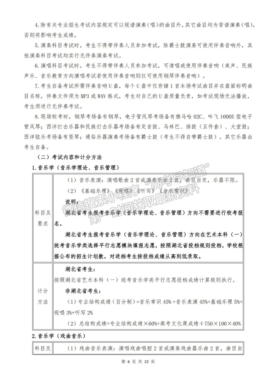 武汉音乐学院2022年普通本科招生简章