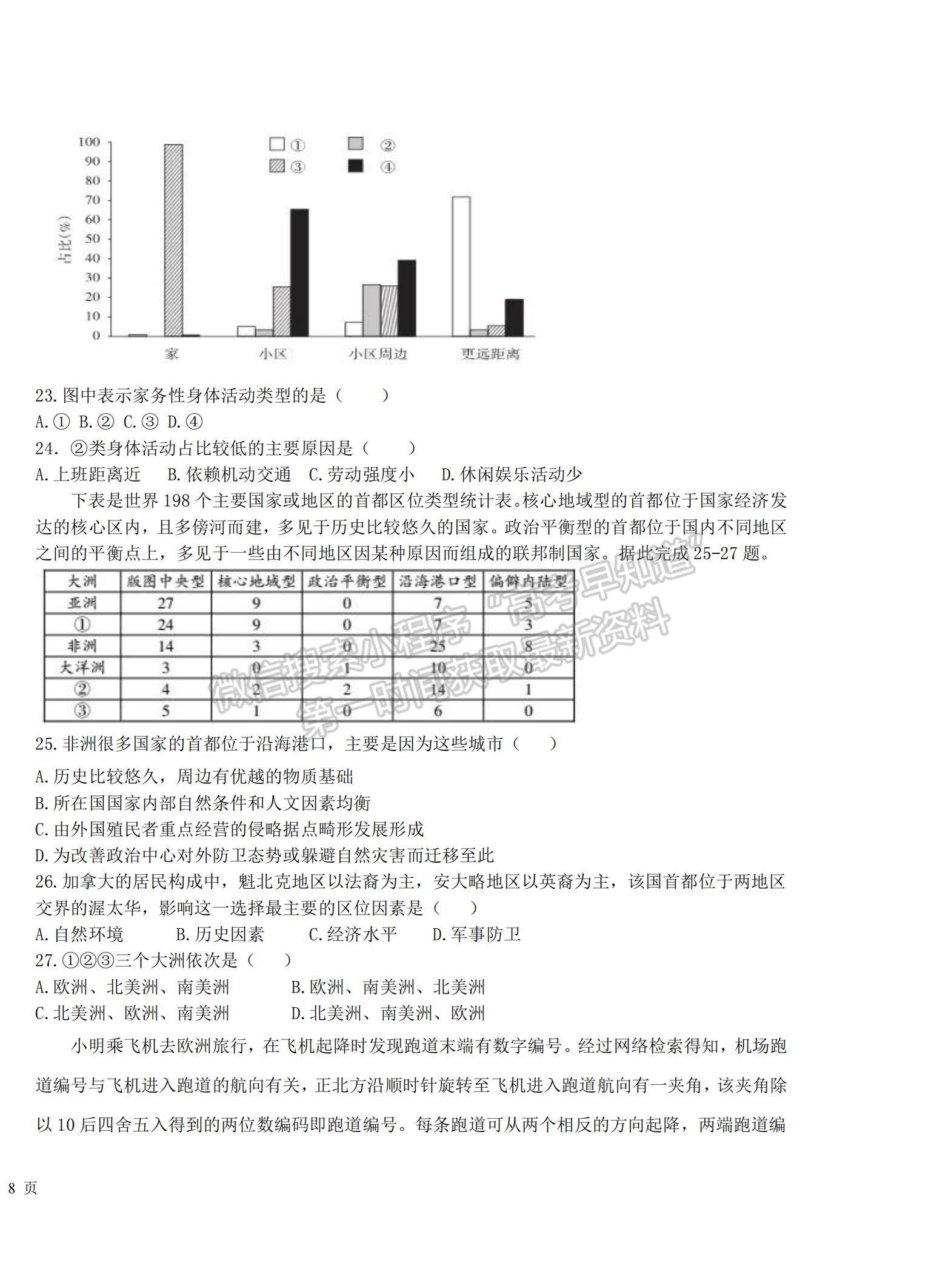 2022新疆烏魯木齊八中高三上學(xué)期第三次月考地理試題及參考答案