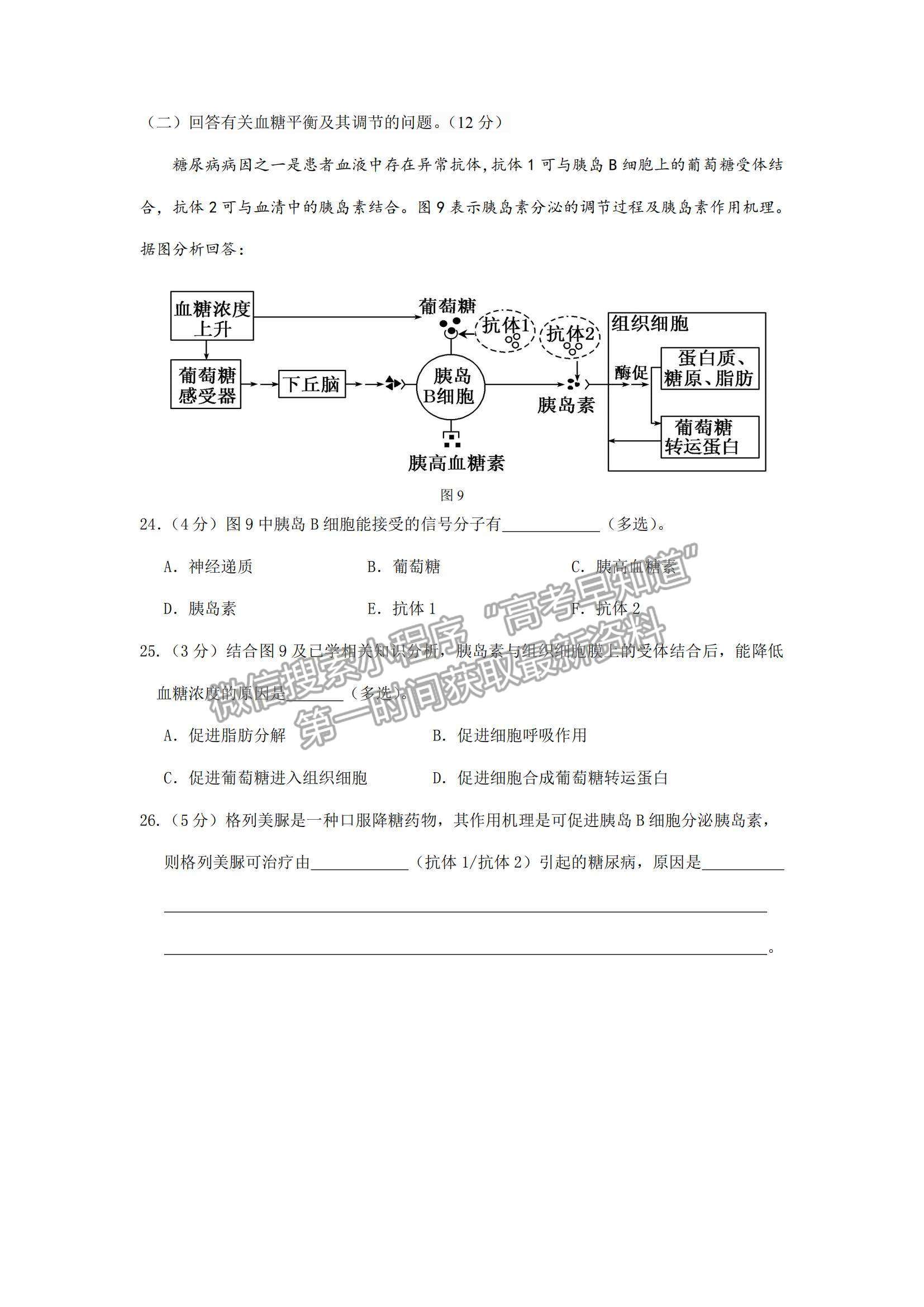 2022上海市嘉定區(qū)高三第一次質量調研（一模）生物試題及參考答案