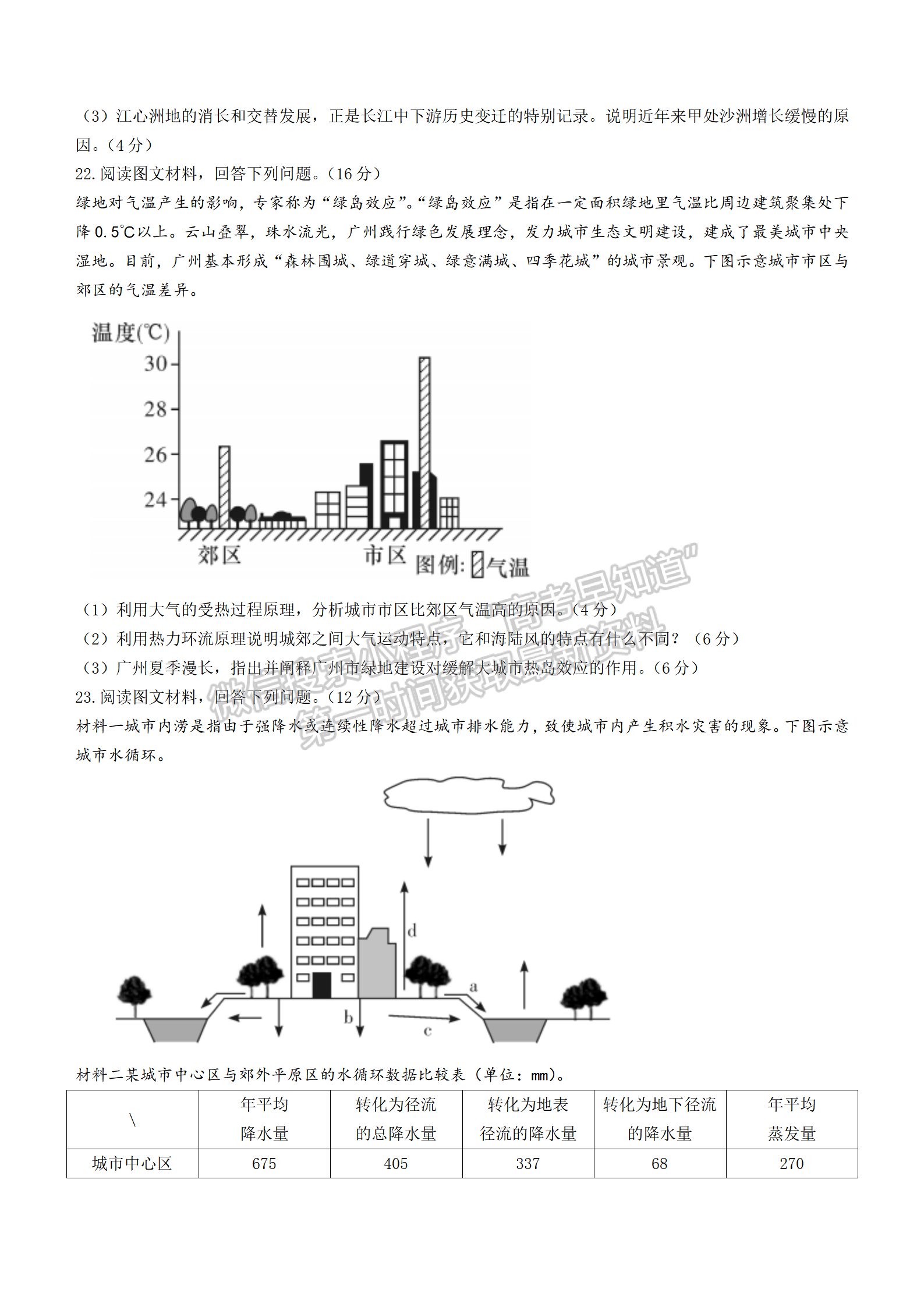 2021-2022學年長郡中學高一第一學期期末考地理試題及答案