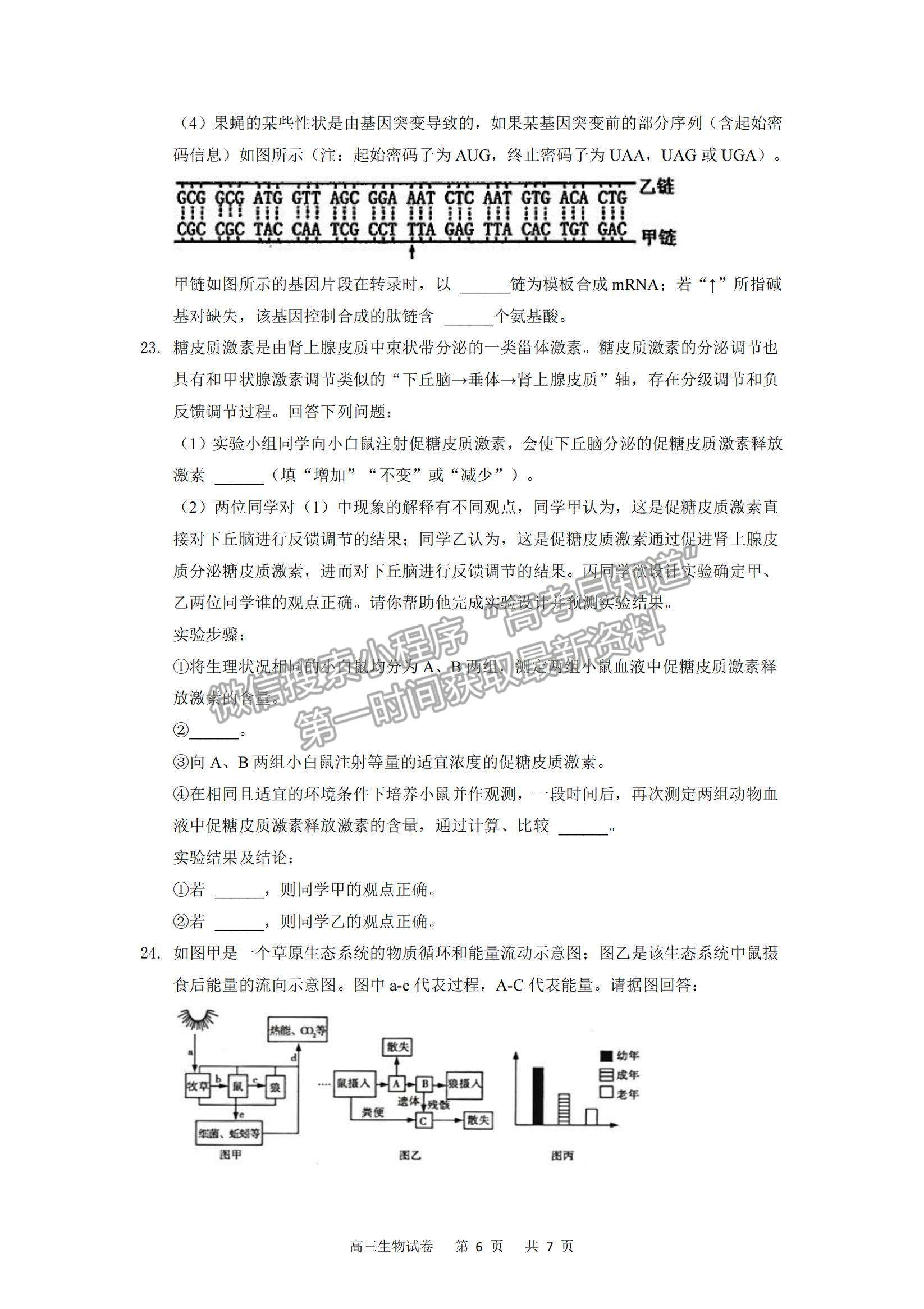 2022重慶縉云教育聯(lián)盟高三11月質(zhì)量檢測(cè)生物試題及參考答案