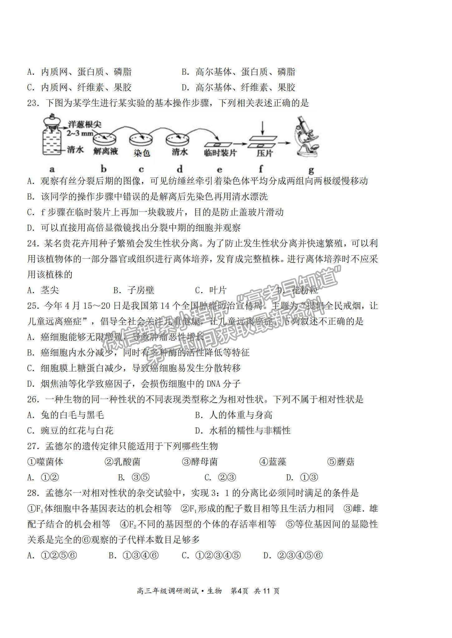 2022山西省懷仁市高三上學(xué)期期中考試生物試題及參考答案