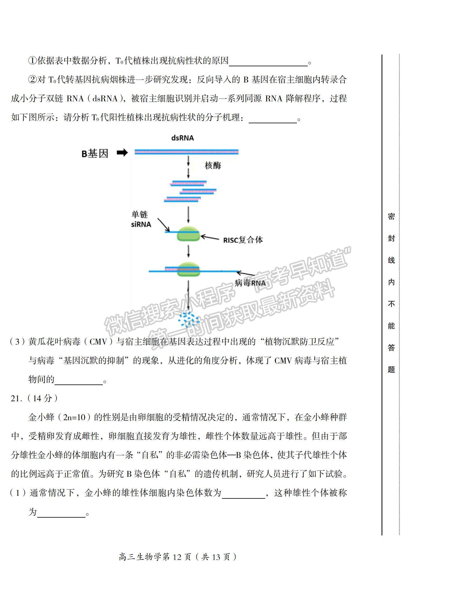 2022北京市房山區(qū)高三上學(xué)期期末考試生物試題及參考答案