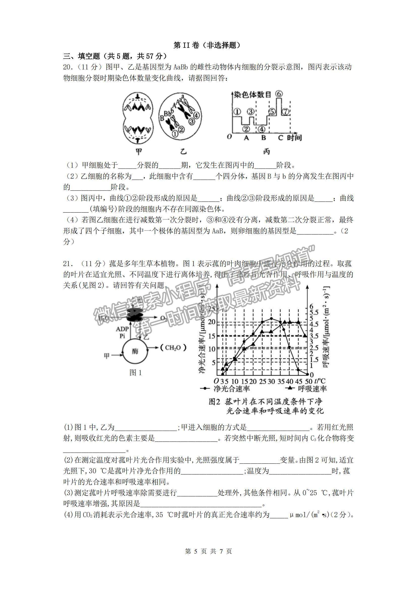 2022江蘇省淮安市高中校協(xié)作體高三上學(xué)期期中考試生物試題及參考答案