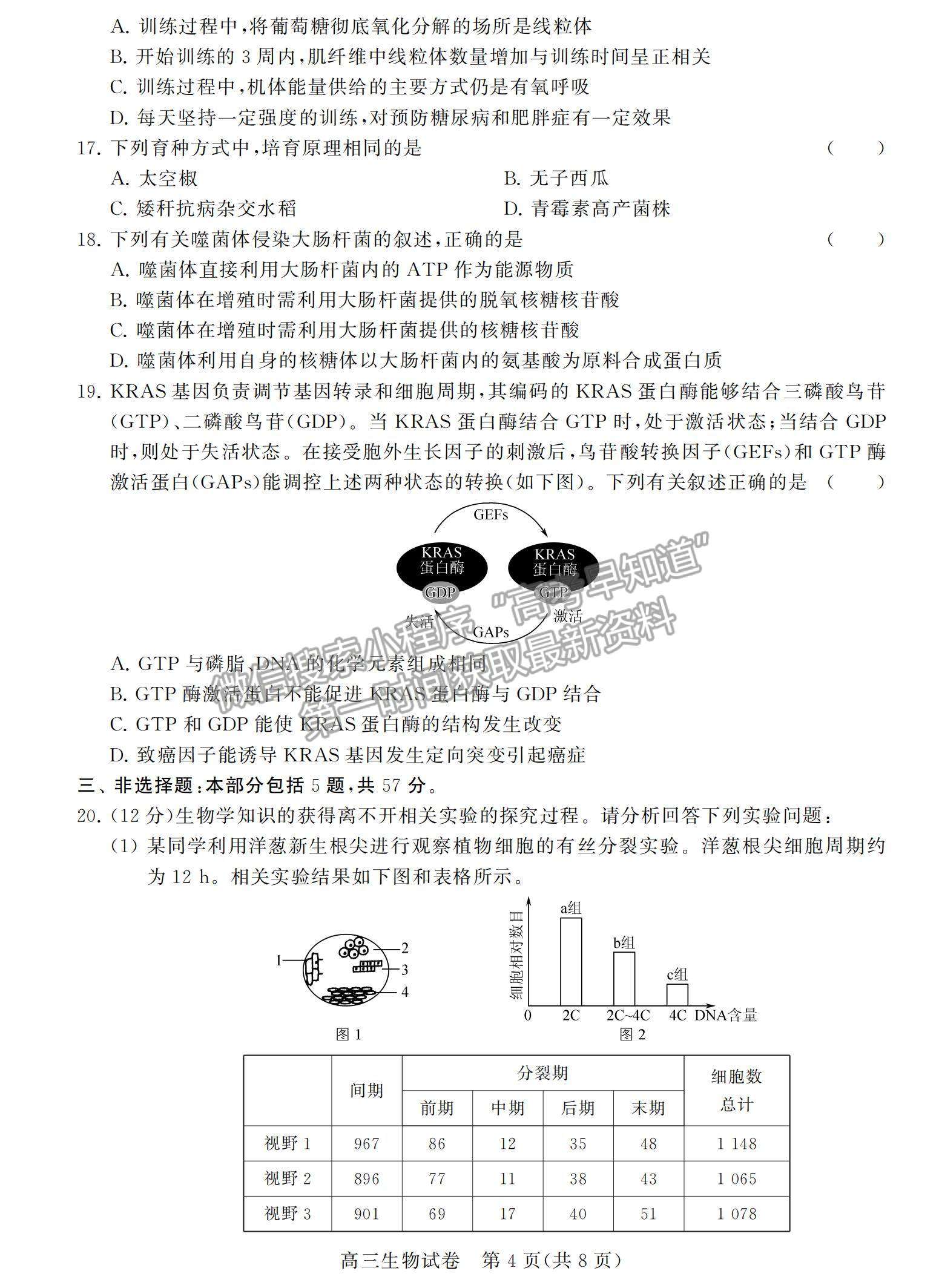 2022江蘇省鹽城市高三上學期期中調研考試生物試題及參考答案