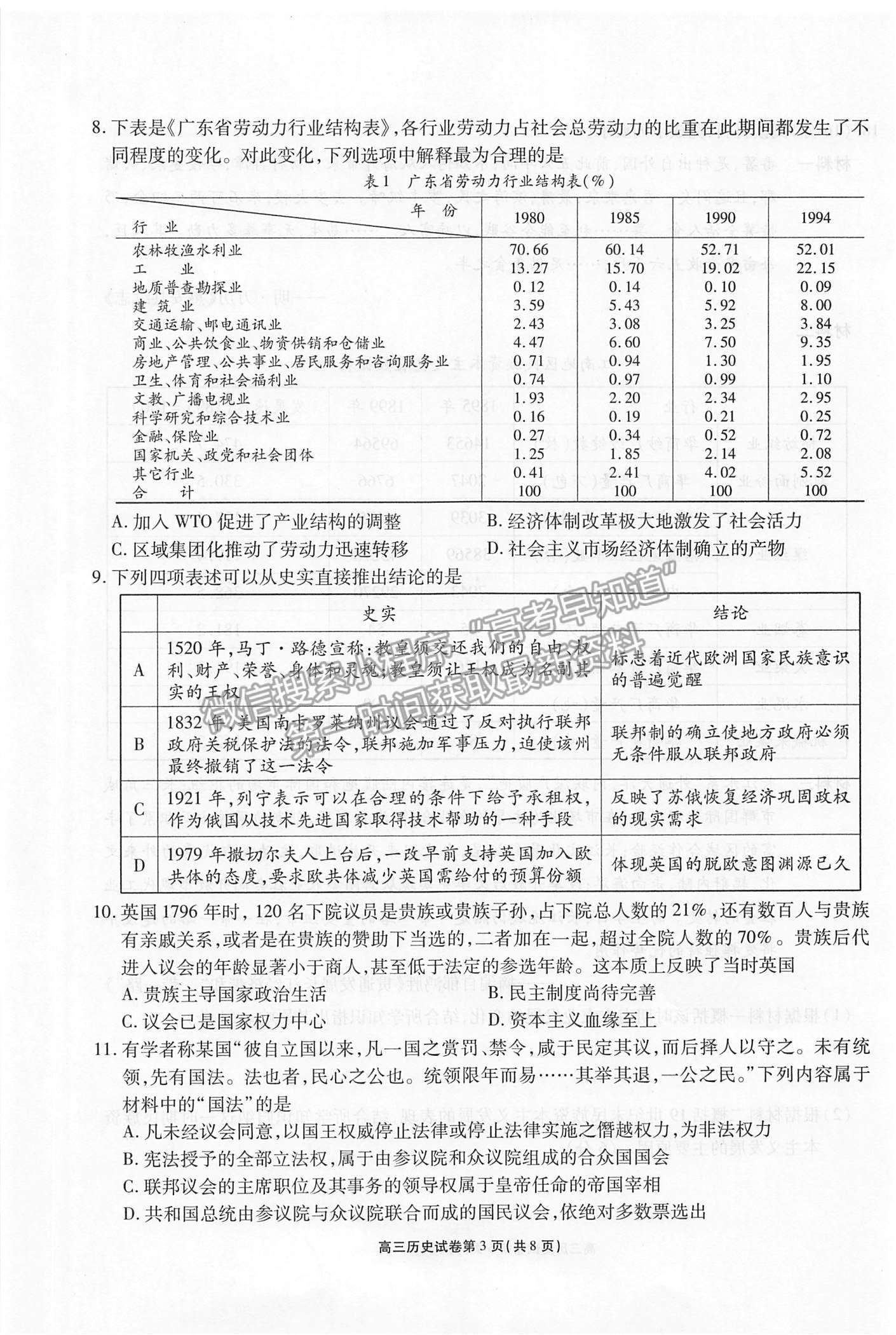 2022江蘇省無錫市高三上學(xué)期期中教學(xué)質(zhì)量調(diào)研測(cè)試歷史試題及參考答案