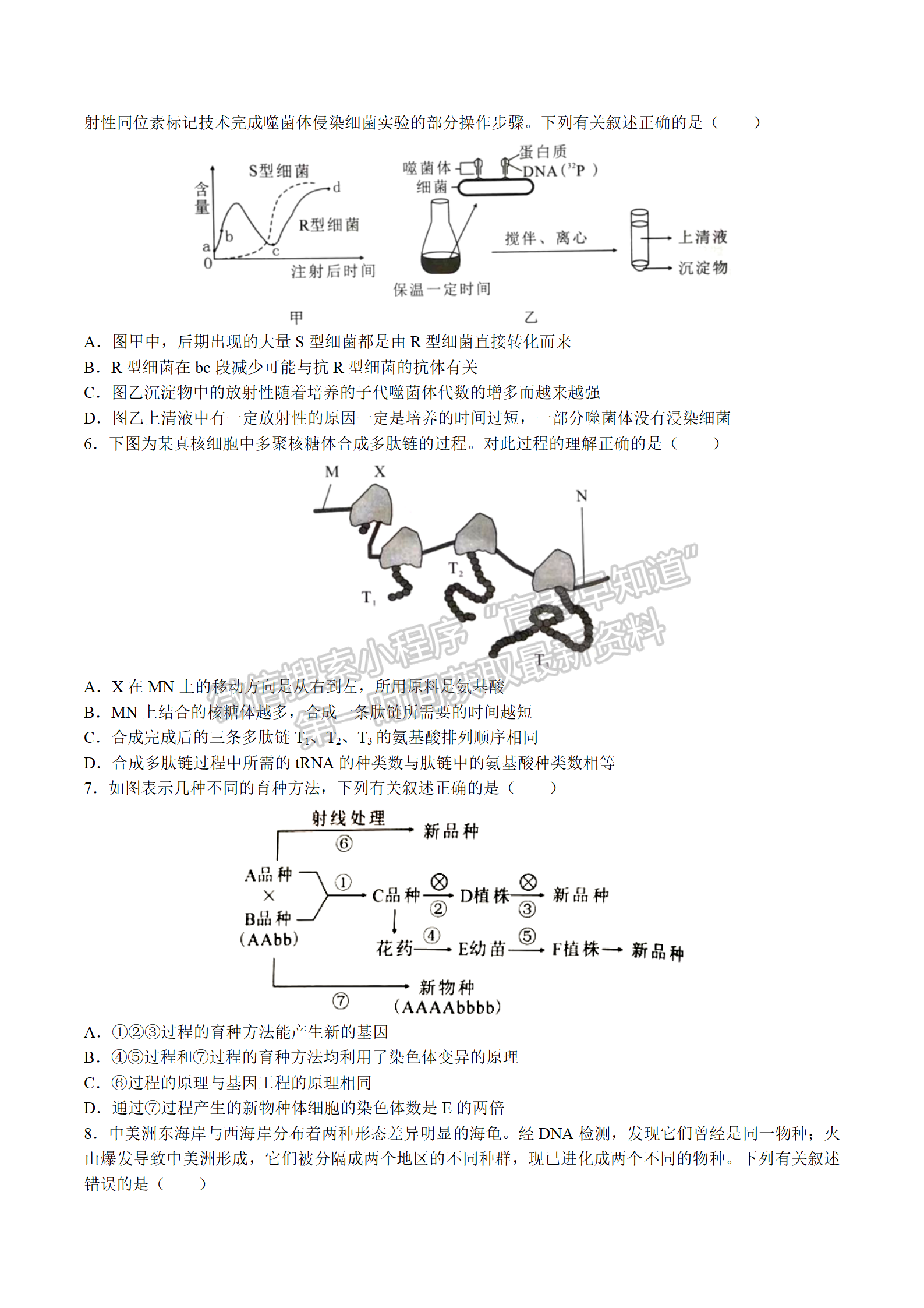 2022屆湖南永州市高三第一次適應性考試生物試題及答案