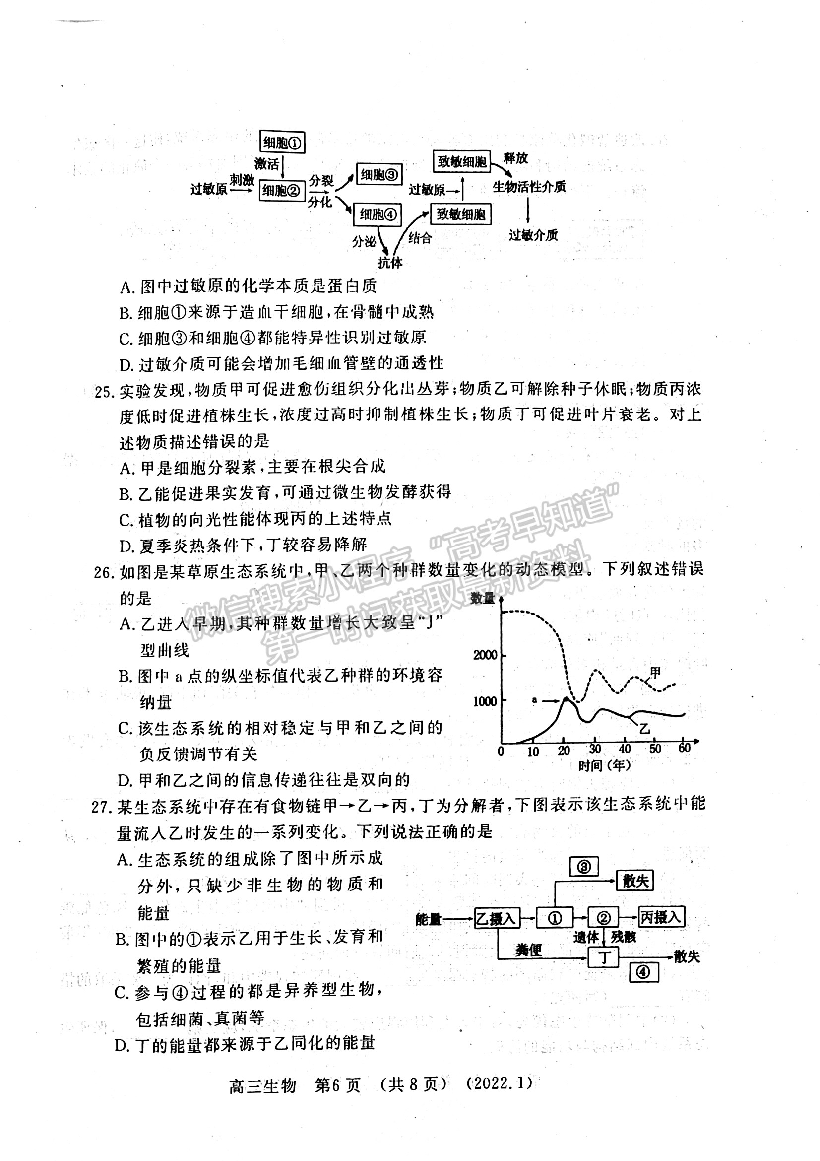 2022洛陽高三一練生物試卷及參考答案