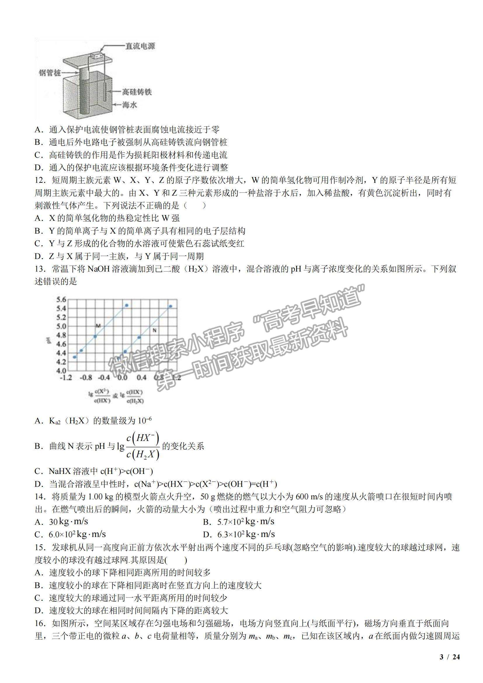 2017全國(guó)I卷高考真題理綜試卷及參考答案