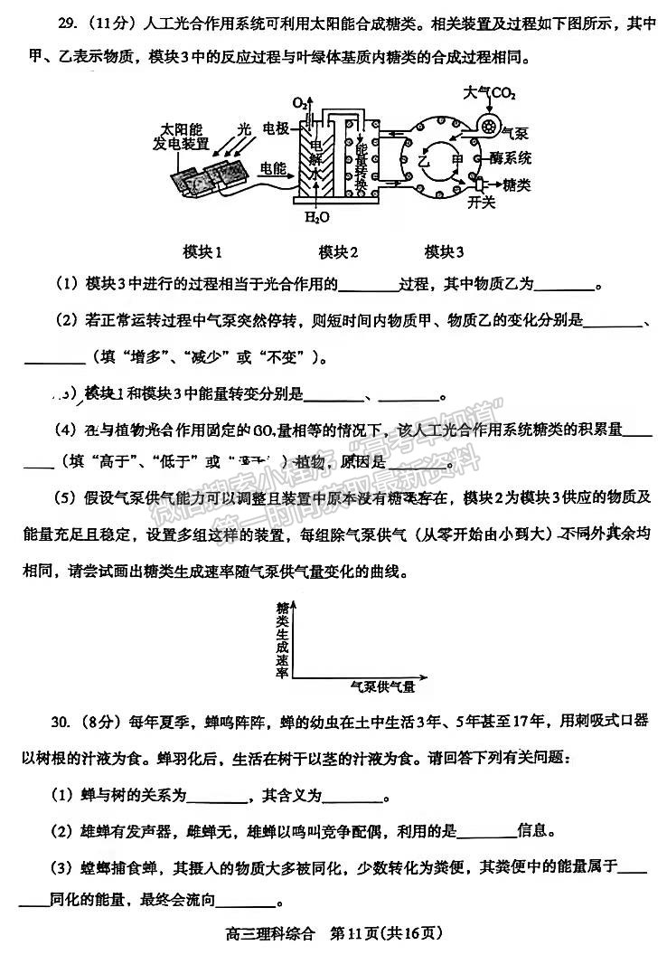 2022濟源平頂山許昌高三第一次質(zhì)量檢測理綜試卷及參考答案