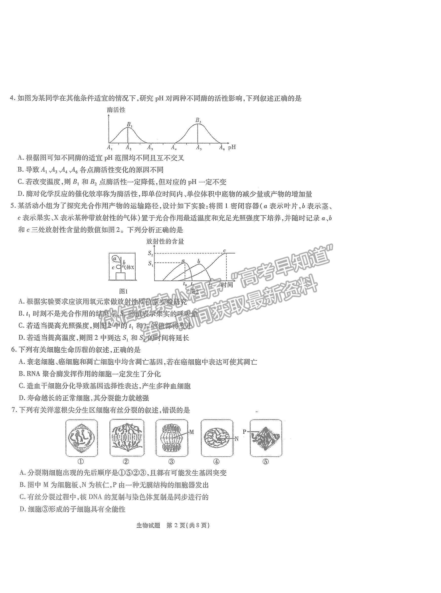 2022重慶市（南開中學）高三第五次質量檢測生物試題及參考答案