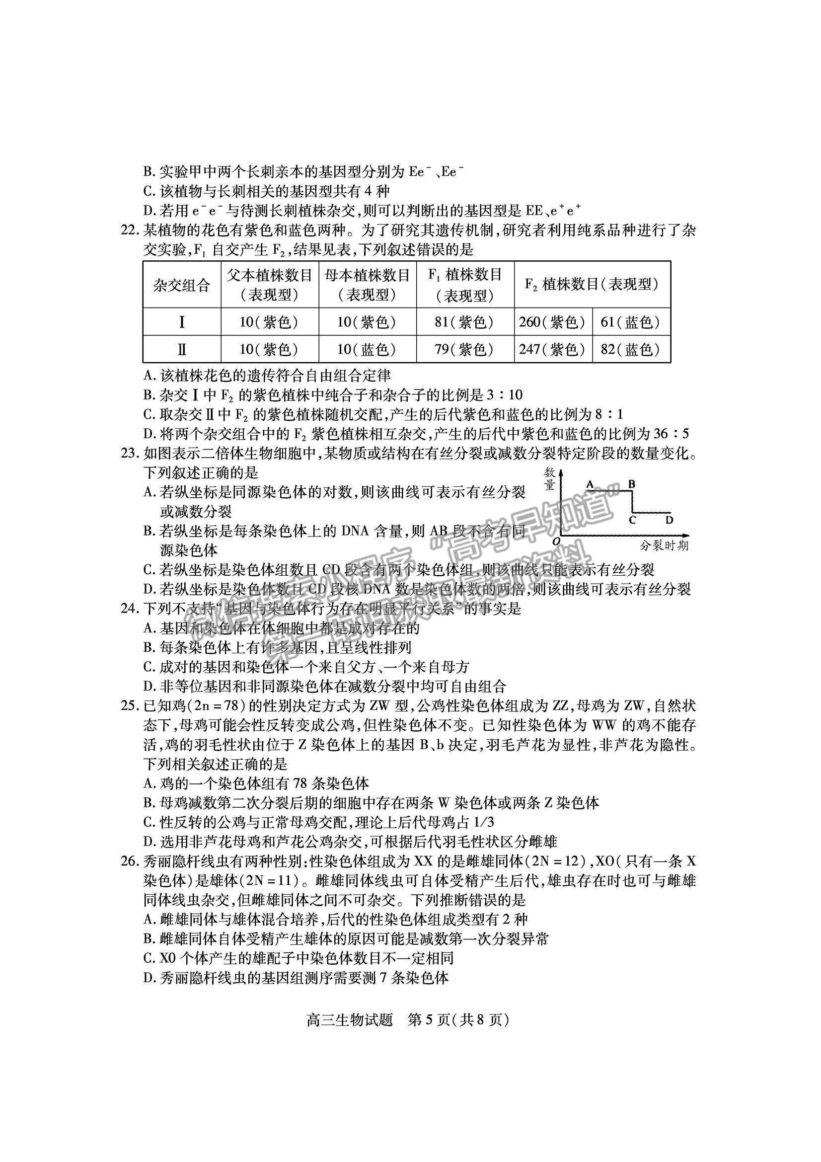 2022山西運(yùn)城市高三上學(xué)期期中調(diào)研測(cè)試生物試卷及答案