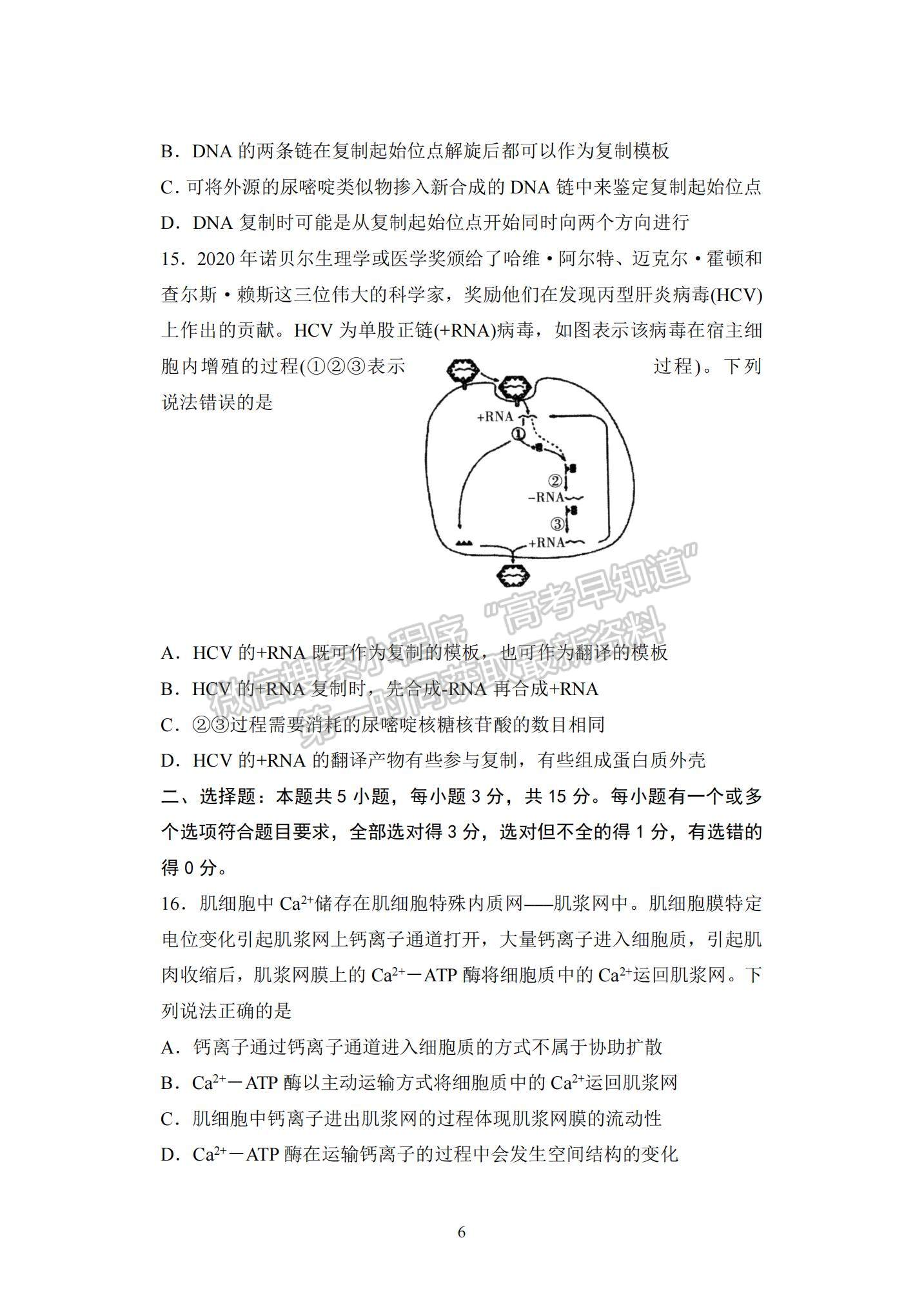 山東省泰安市2021-2022學年高三上學期期中考試生物試題及答案