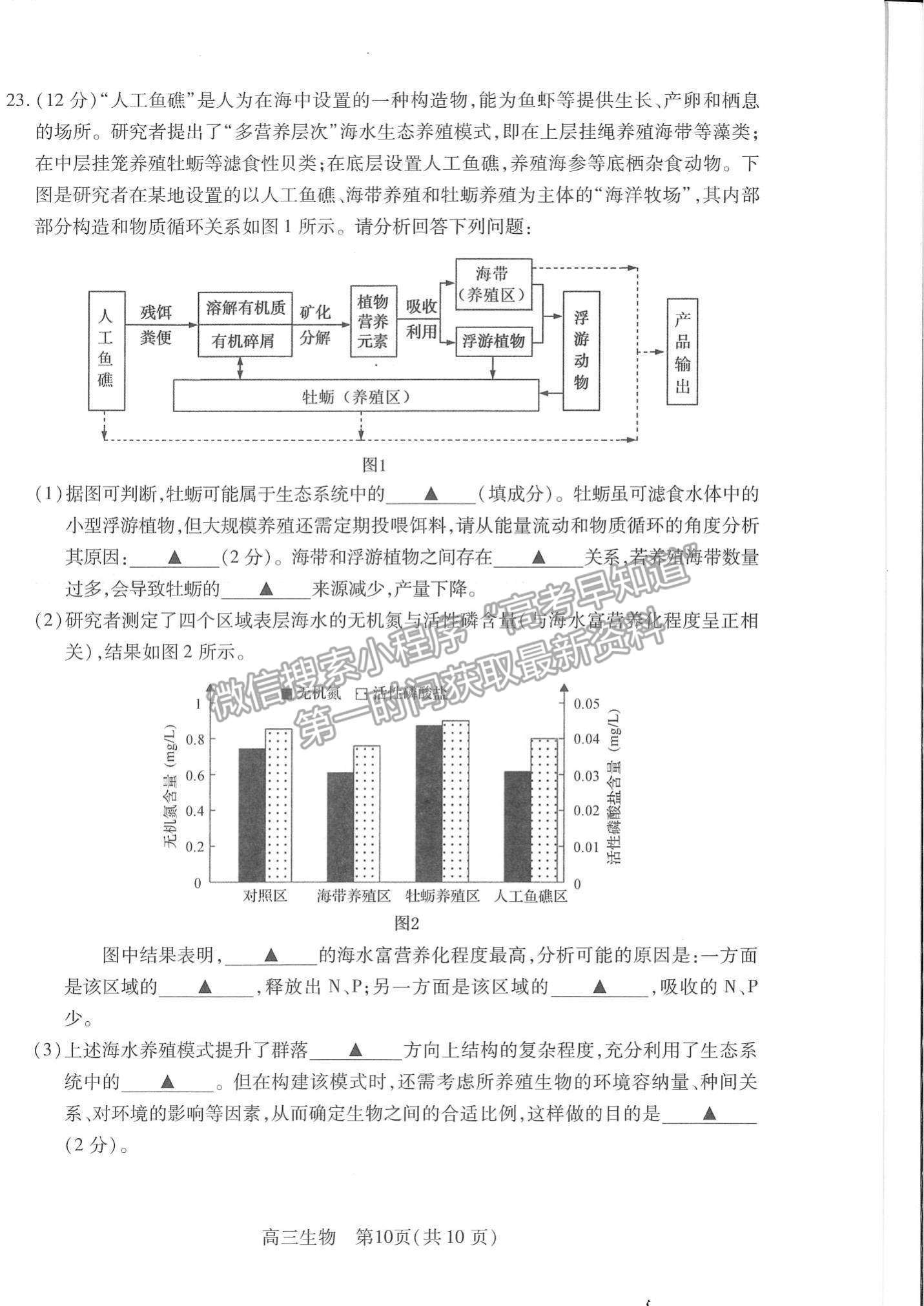 2022江蘇省蘇州市高三上學期期中調研測試生物試題及參考答案