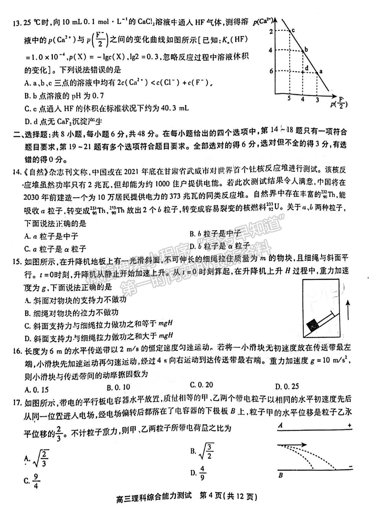 2022池州一模理綜試卷及答案