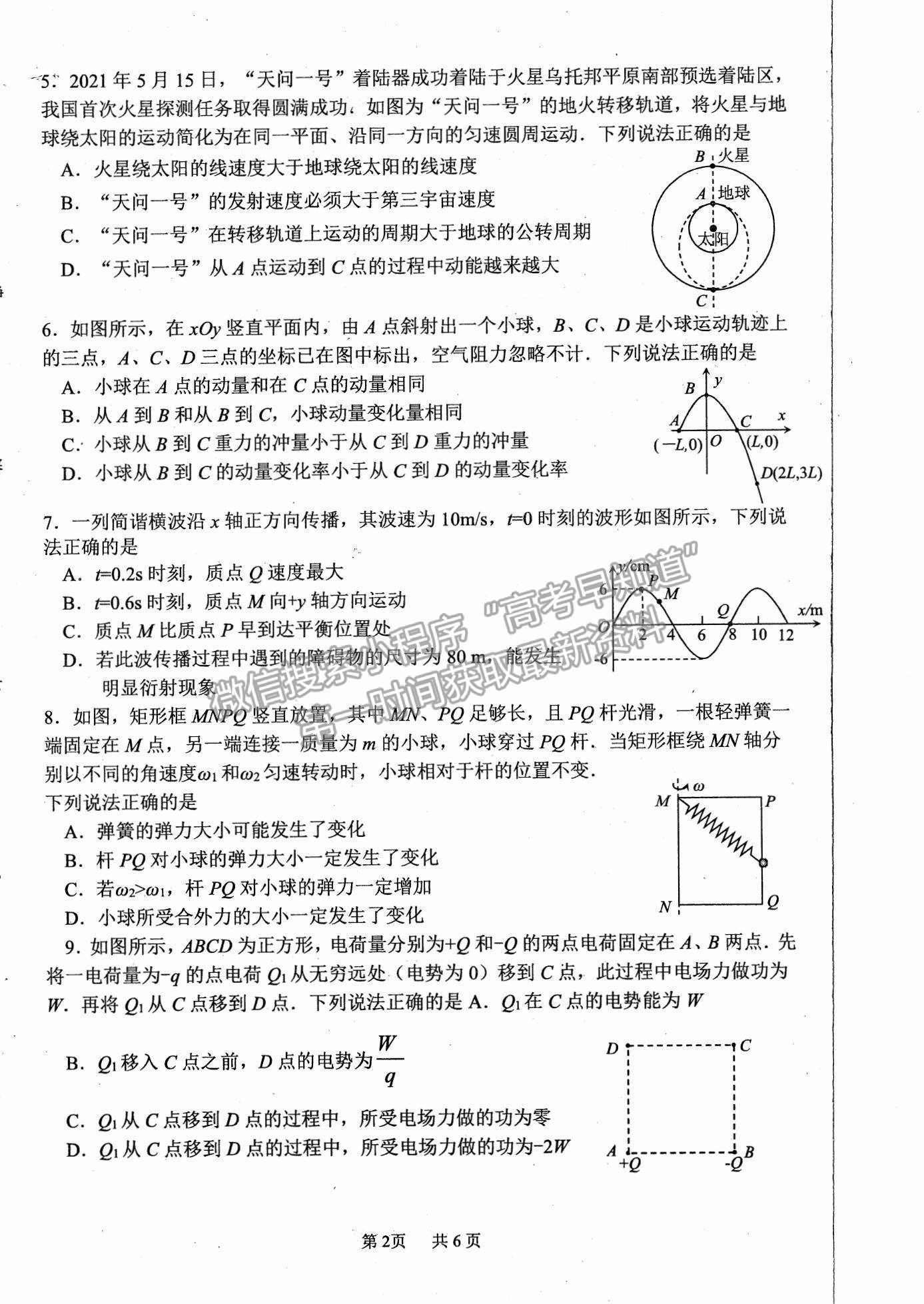 2022江蘇省連云港市高三上學期期中調研考試物理試題及參考答案