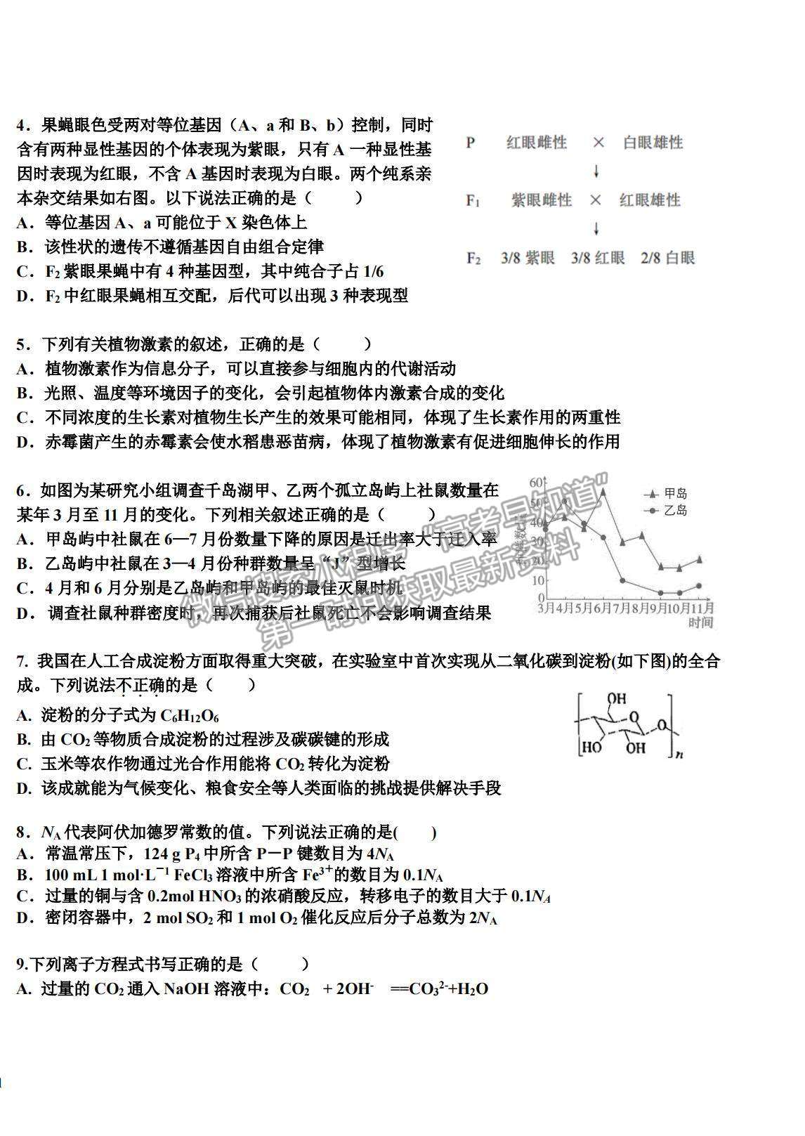 2022黑龍江省哈師大附中高三上學期期末考試理綜試題及參考答案