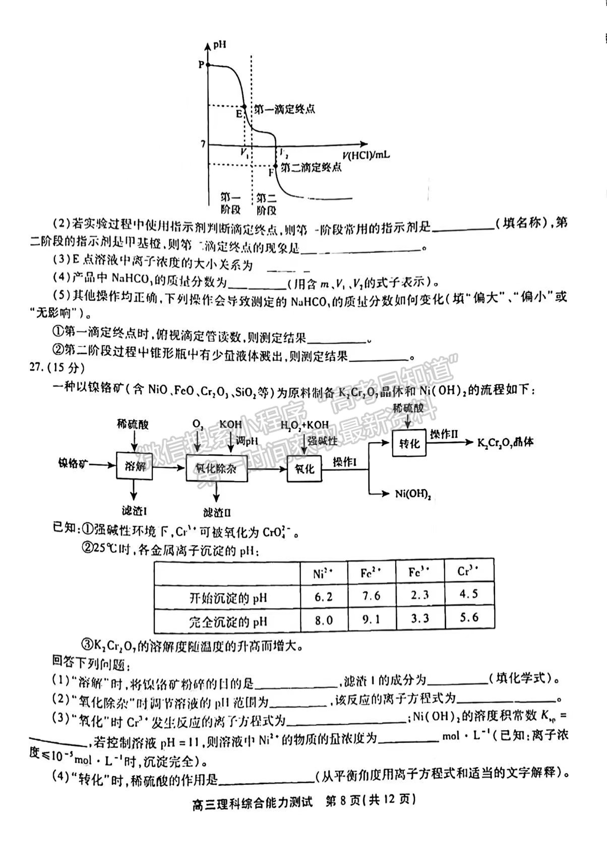 2022池州一模理綜試卷及答案